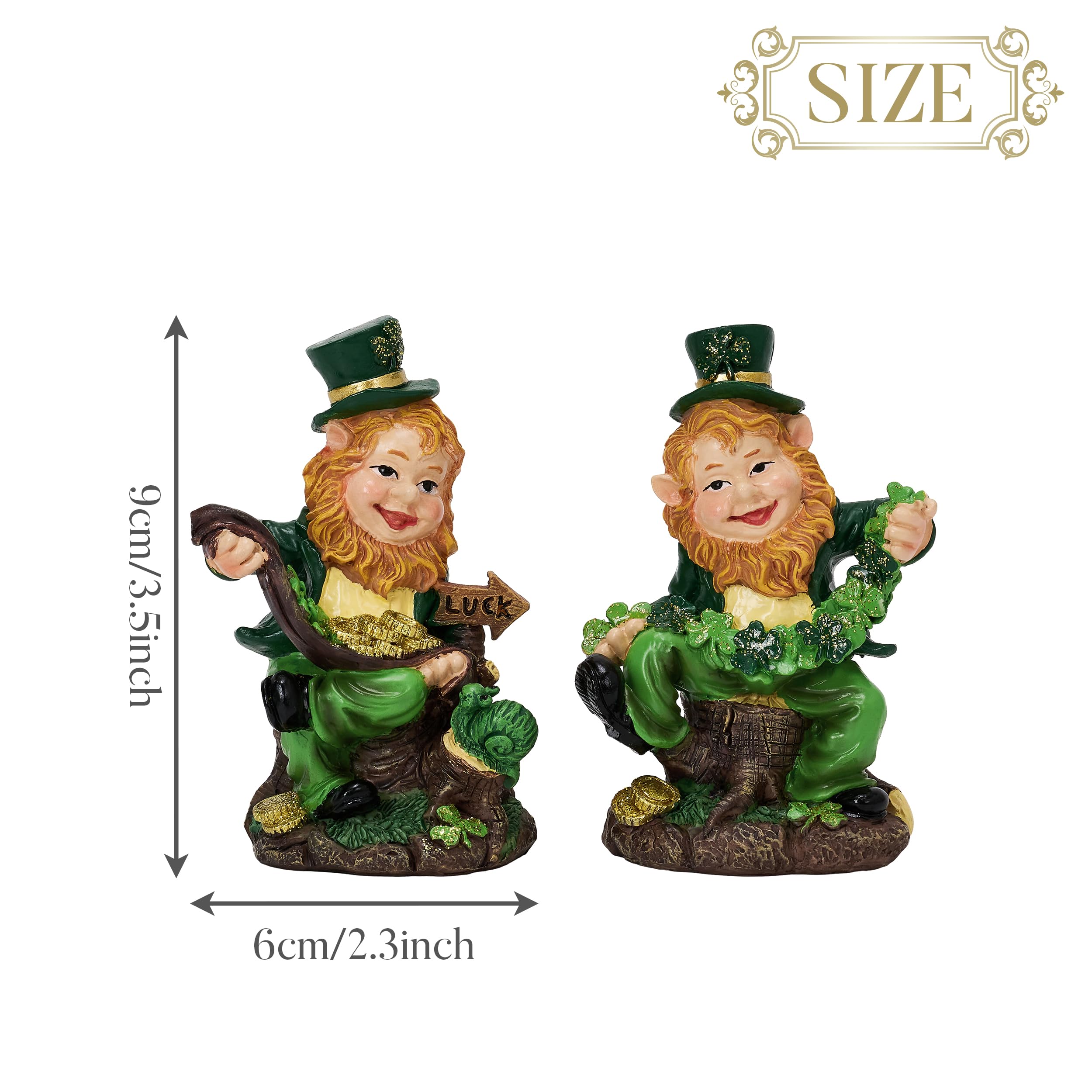 Valery Madelyn St. Patricks Day Kobold-Figur – Grüner Zwerg Aus Kunstharz Mit Kleeblatt, Ca. 8 Cm, Tischdekoration
