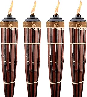 TIKI 60-Inch Bamboo Torches (4-Pack) – Natural Outdoor Torches with Easy...
