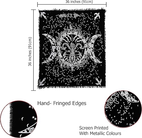 Miniatura 6 de Indian Consigners Paño de altar Triple Moon Goddess Silver Witchcraft Tarot Spread 36 x 36 pulgadas, mantel Alter Wiccan (Special Triple Goddess