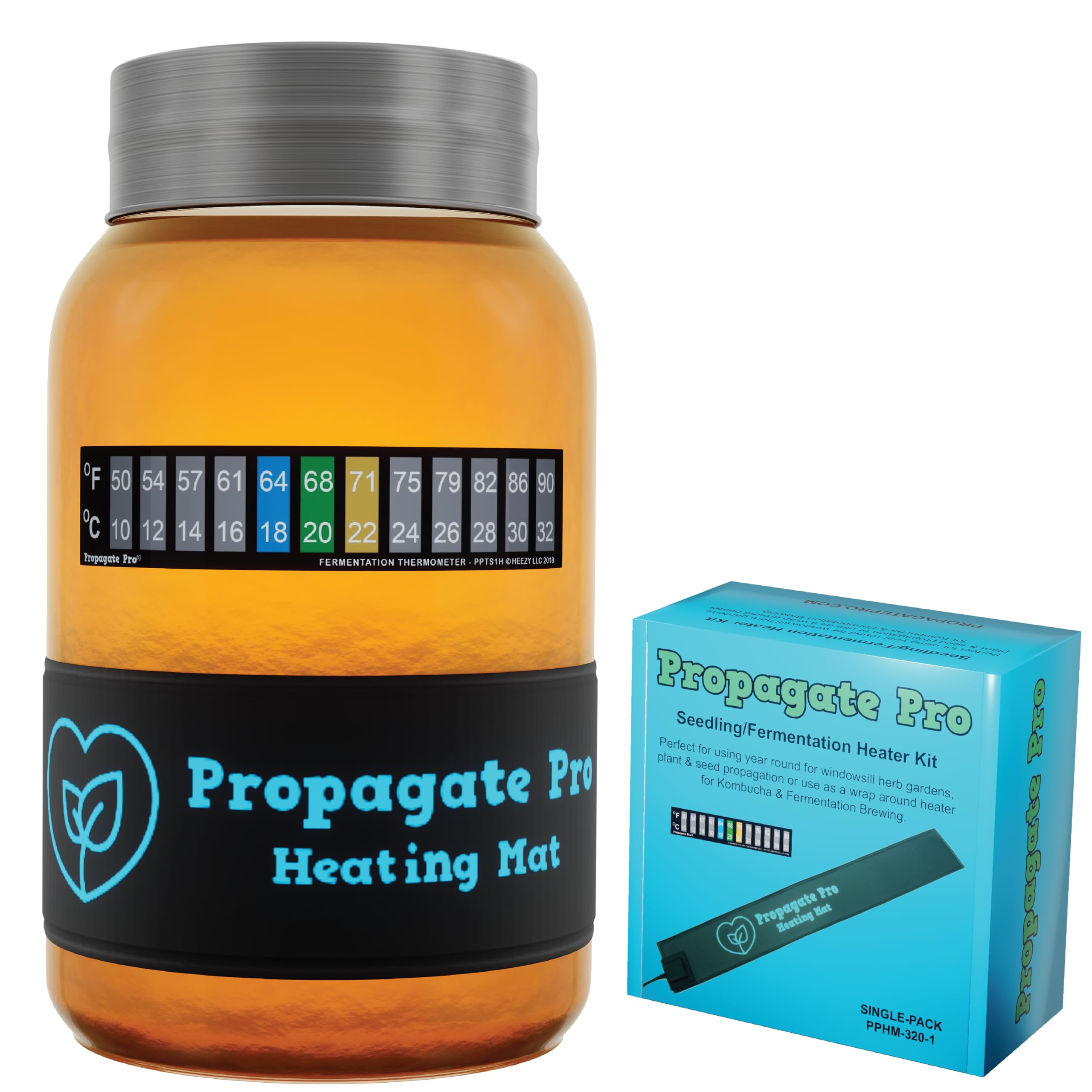 Wrap Around Kombucha Heater Belt | Propagate Pro Brewing and Fermentation Heat Mat Warmer | Keeps Your SCOBY Happy and Productive with Stickon Thermometer