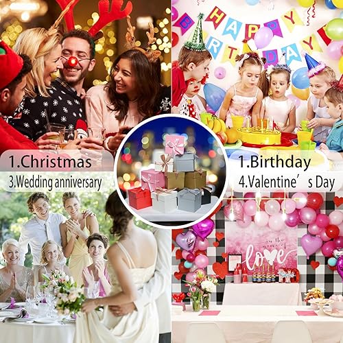 Vista 47 de Paquete de 12 cajas de regalo con tapas, cajas cuadradas anidadas con tapas para el día del padre, graduaciones, bodas, cumpleaños y Navidad, caja