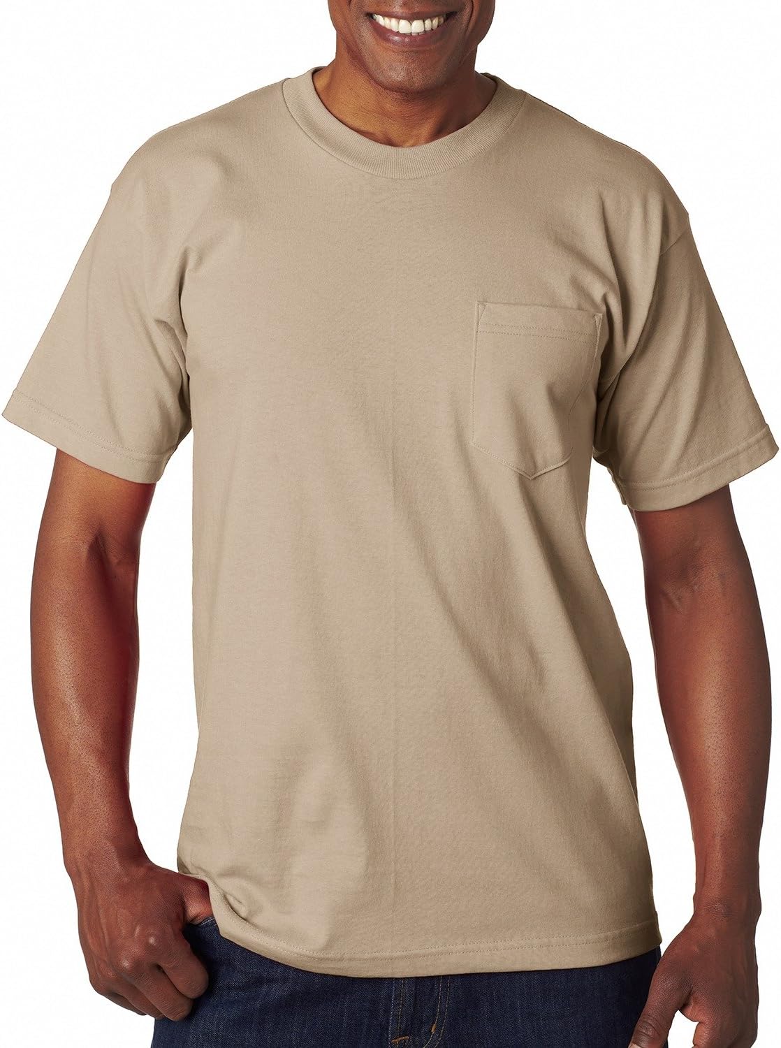 Bayside USA-Made SS Tee, Men's Classic Yellow Solid Crew Neck T-Shirt, S-5XL