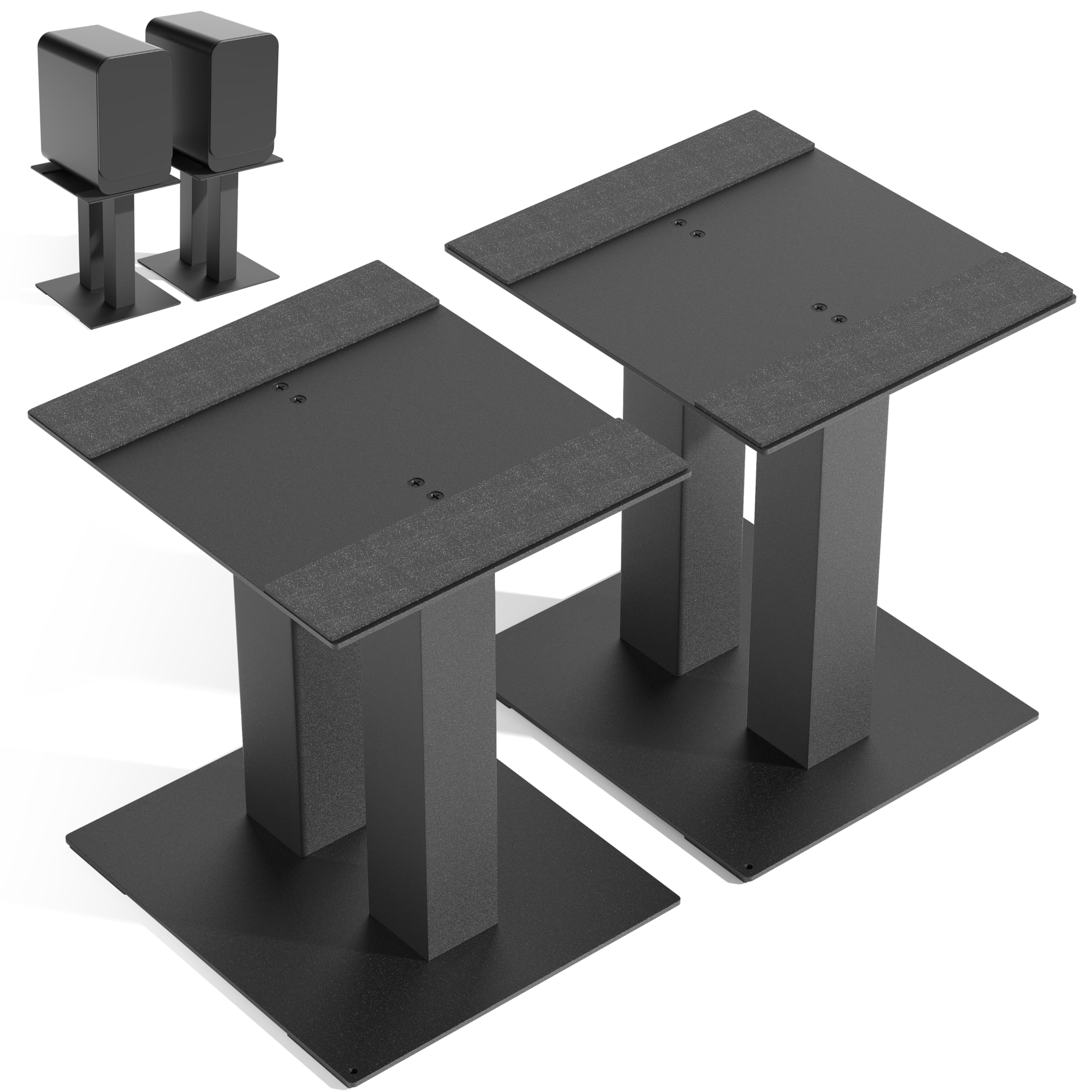 1 paio di supporti per altoparlanti da tavolo con cuscinetti di assorbimento delle vibrazioni fino a 13 kg | Supporti universali per altoparlanti in metallo, supporto da scrivania per computer, libreria (grande)