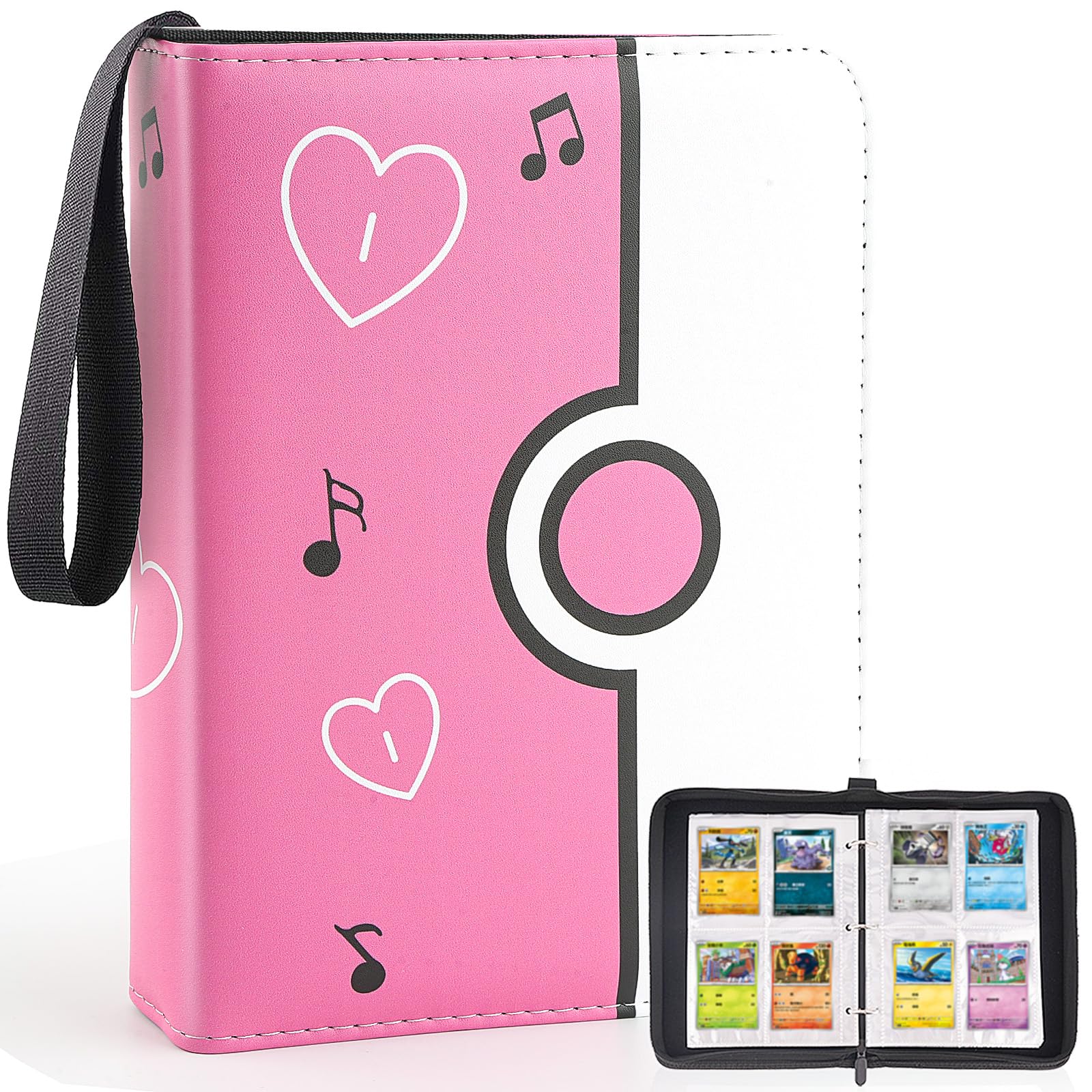 Collectible Trading Card Binder, 400 Pockets Card Holder with 50 Removable Sleeves, Portable Collection Binder Album Book Case Storage, Zipper Card Protective Sleeves for TCG, Sports Card