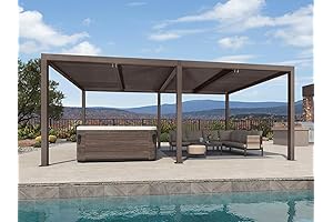 PURPLE LEAF Louvered Pergola: 12' x 20' Outdoor Retractable Roof Aluminum Pergola Gazebo