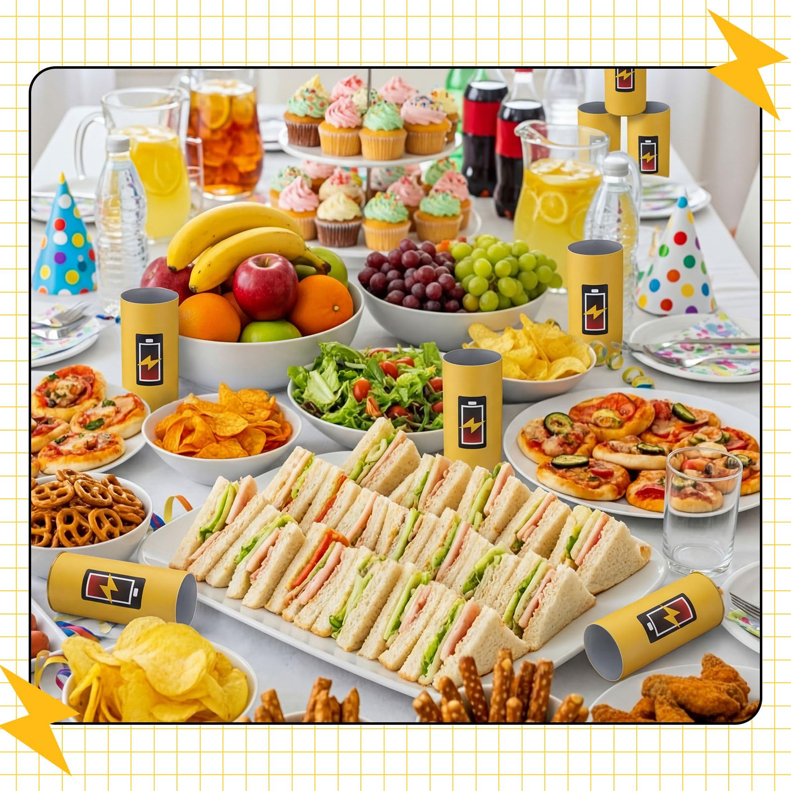 Qunclay 6 piezas de centro de mesa con batería con tapa, tubo de papel grueso para flores artificiales, rugby, divertido soporte para bolígrafos, almacenamiento de caramelos para decoración de fiestas