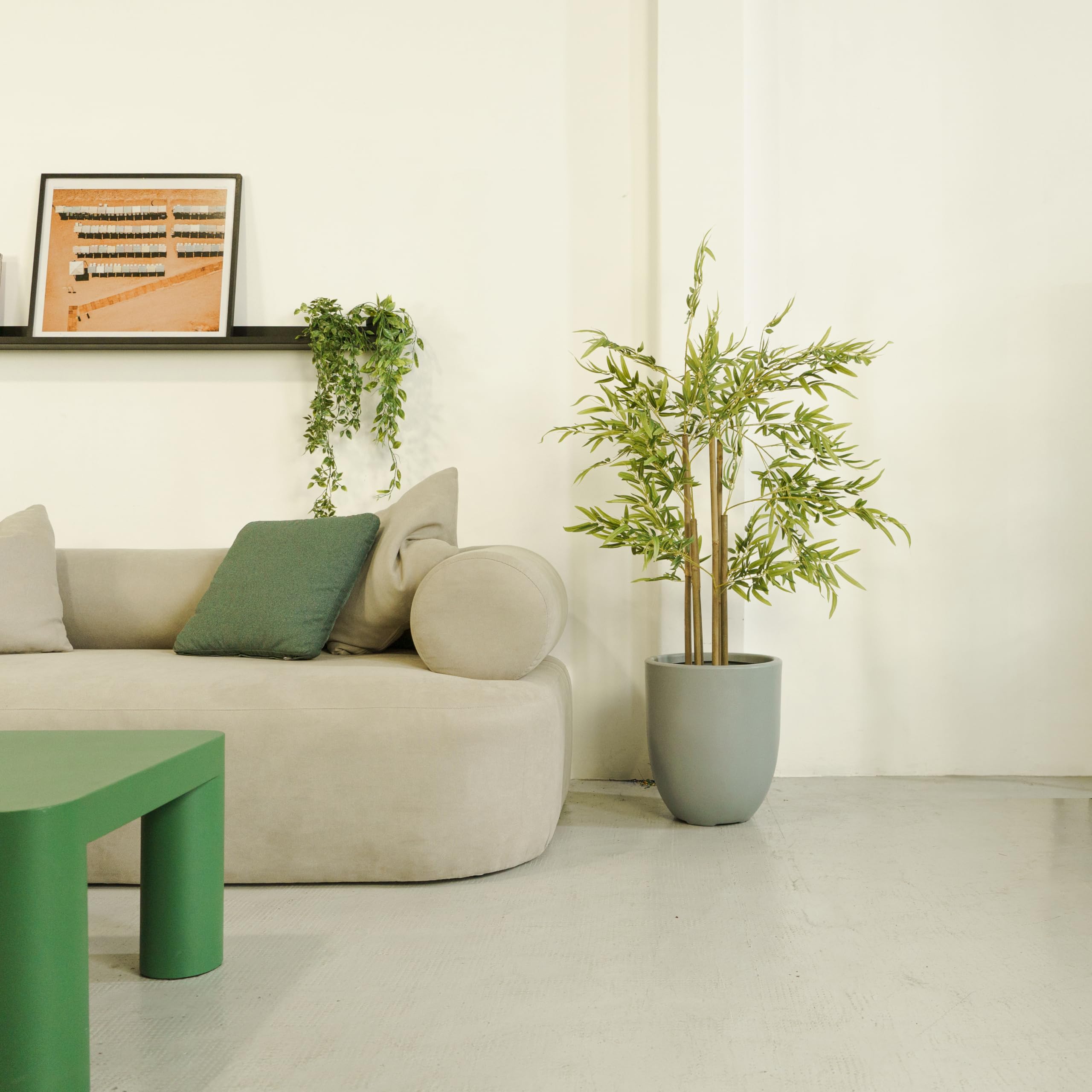 Bambù Artificiale 105 cm - Piante Finte Bambù con vaso in plastica - Pianta Finta Decorativa per Interno ed Esterno - Decorazione per Casa e Ufficio