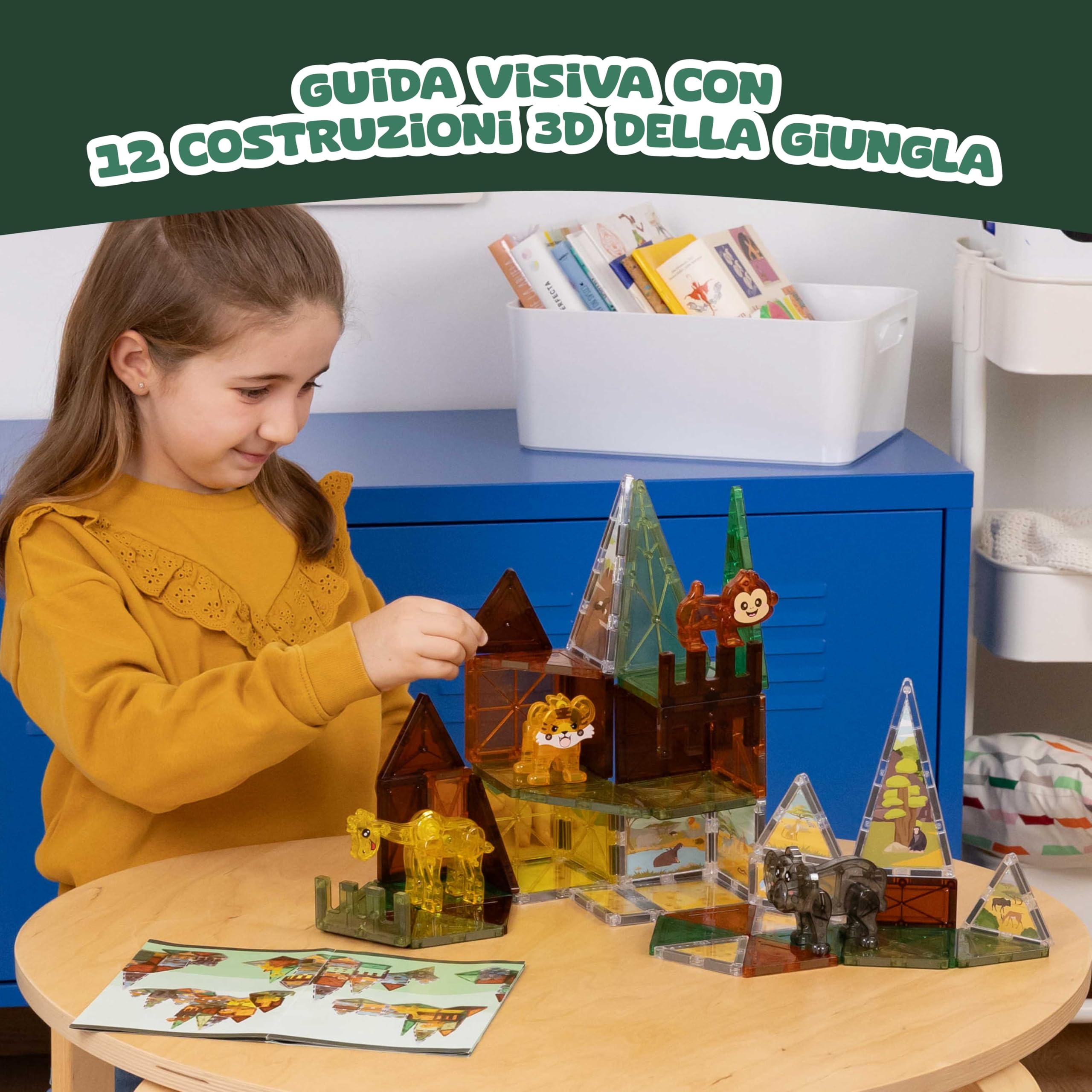 BONNYCO Costruzioni Magnetiche per Bambini con Figure di Animali 50 PCS. Magneti Bambini con Illustrazioni, Tessere Magnetiche. Giochi Magnetici Educativi, Regalo Bambino e Bambina 2D 3D, Natale