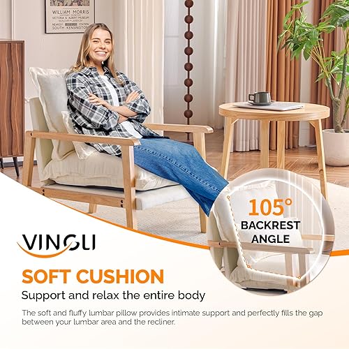 Miniatura 6 de VINGLI Mid-Century Modern Cloud Accent - Juego de 2 sillones con almohada lumbar, sillas de lectura con cojines de asiento de 6.3 pulgadas de grosor