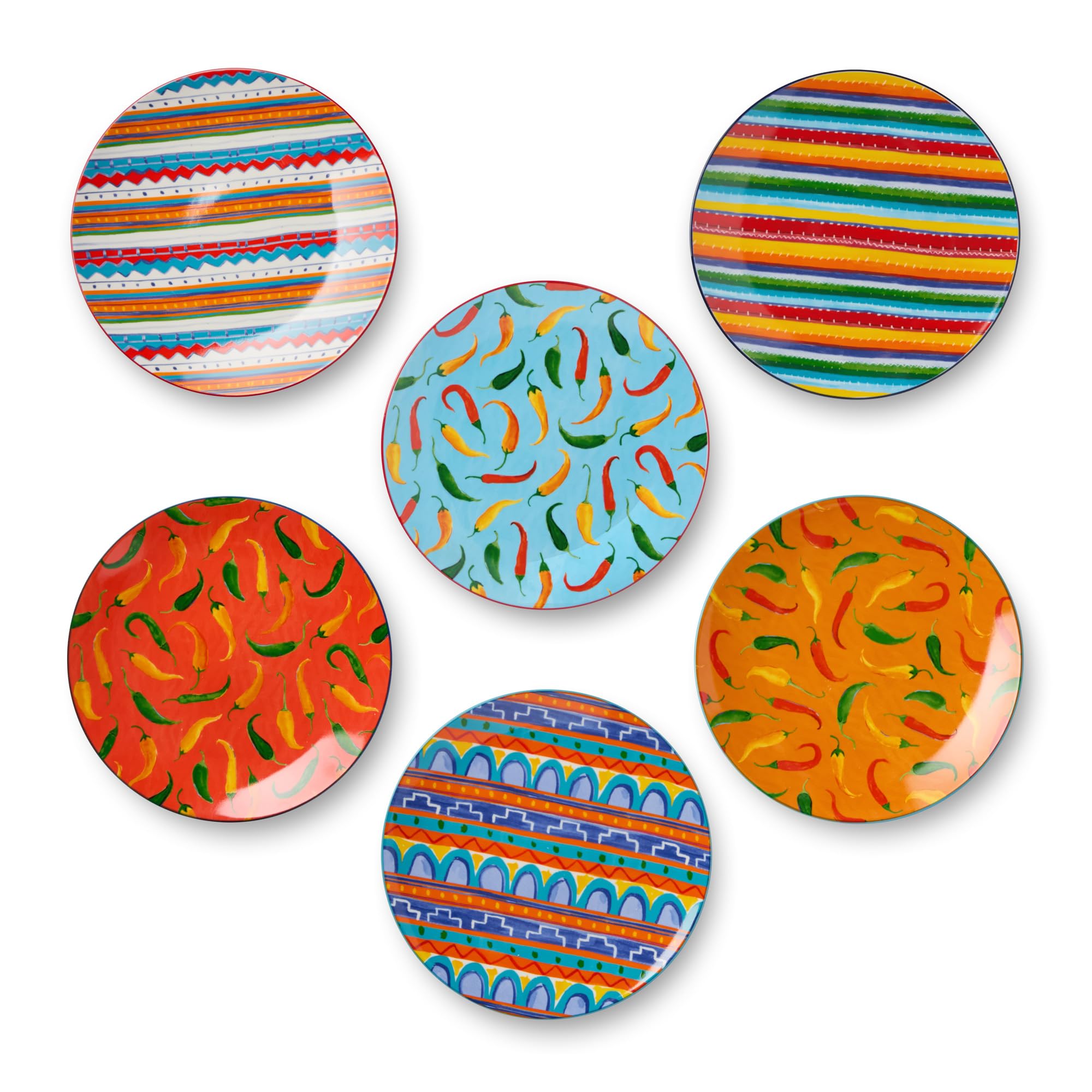 Amazon.com | Caliente 6-Inch Salad Plates, Set of 6, Bold