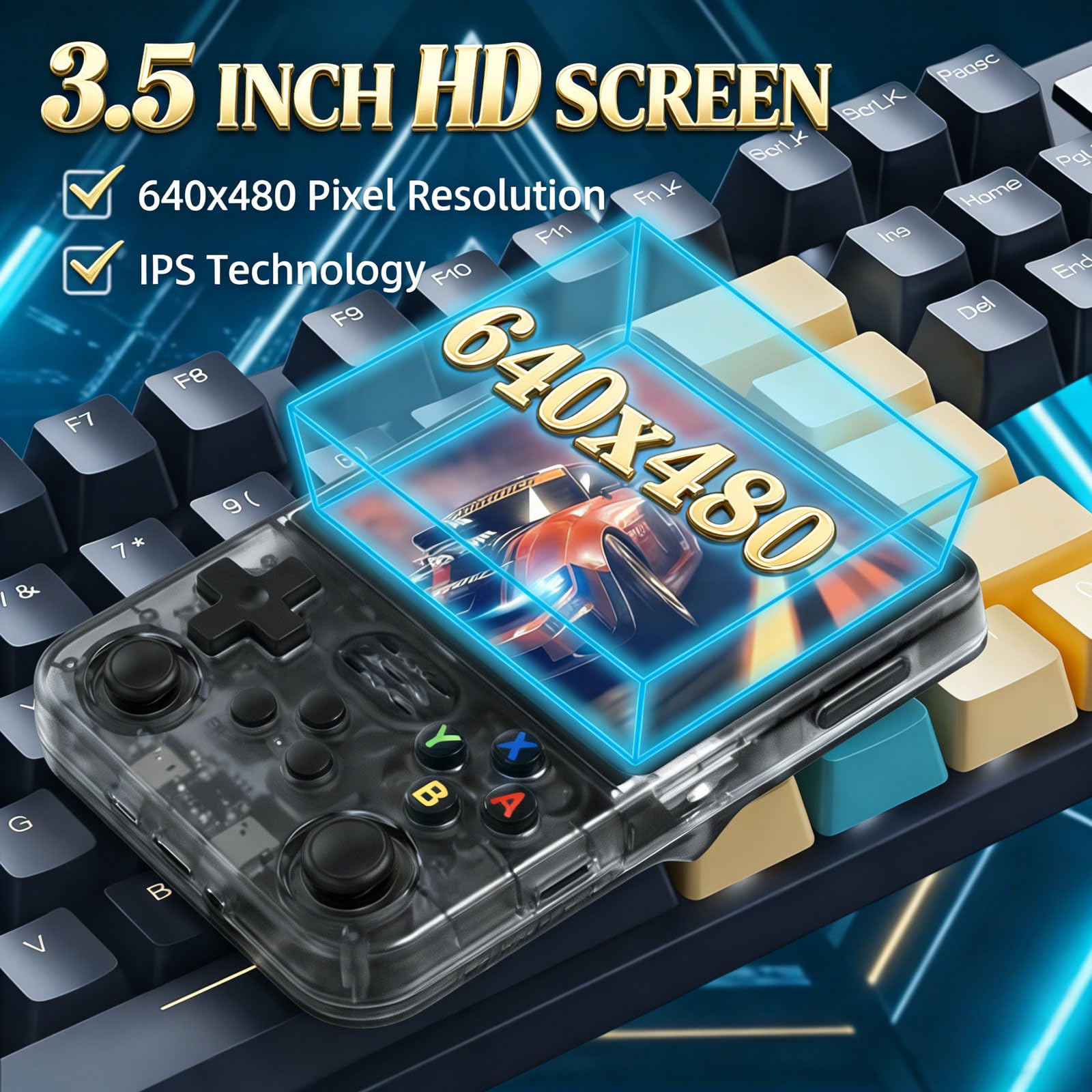 Retro Konsole Handheld Spielkonsole mit 20000+ Spielen, 3,5 Zoll IPS Bildschirm, Tragbare Retro Spielekonsole mit Linux System, R36S Portable Gaming Konsole für Zuhause und Reisen (Rauchschwarz)