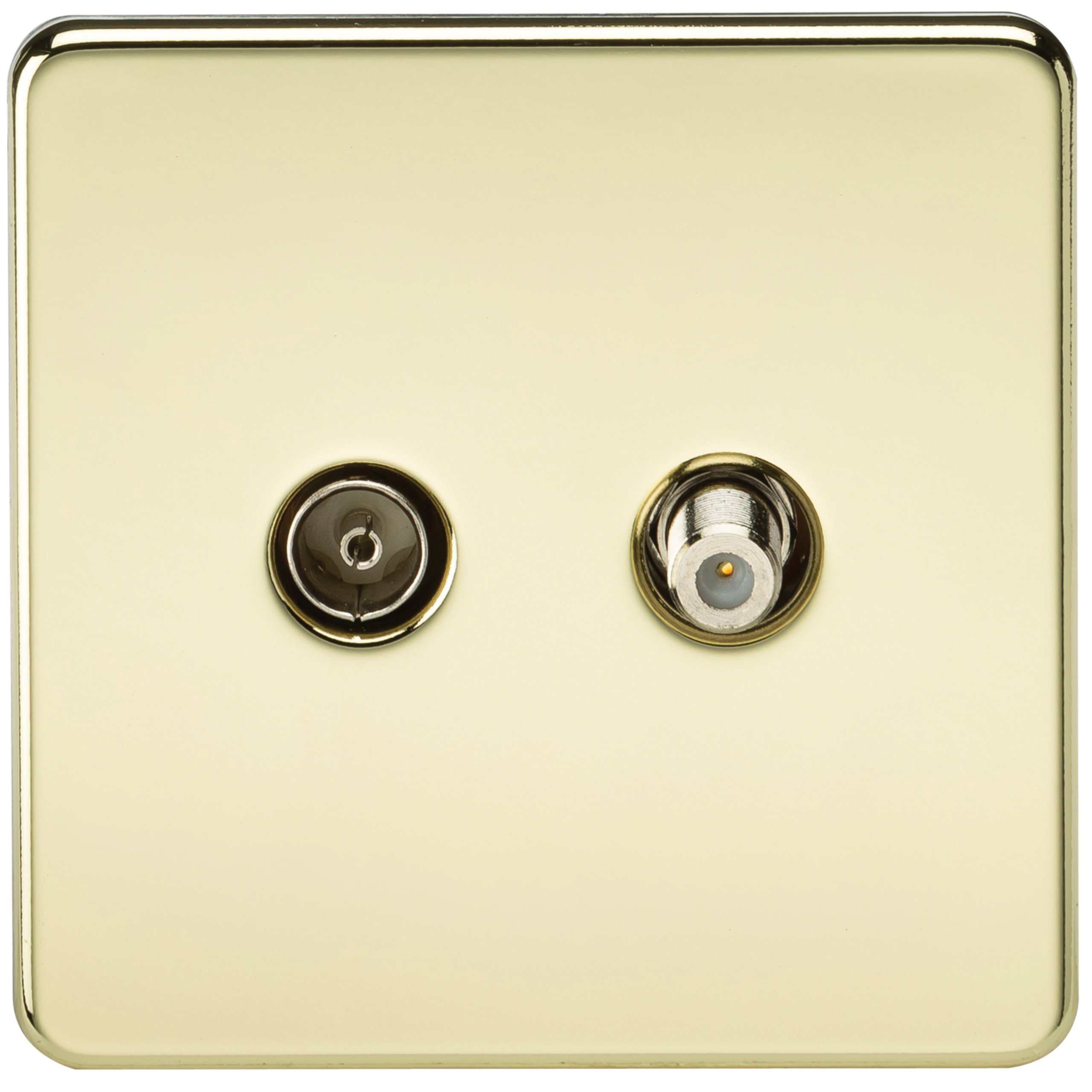 Knightsbridge Polished Brass Sf0140pb (Isolated) Screwless Sat Tv Outlet,