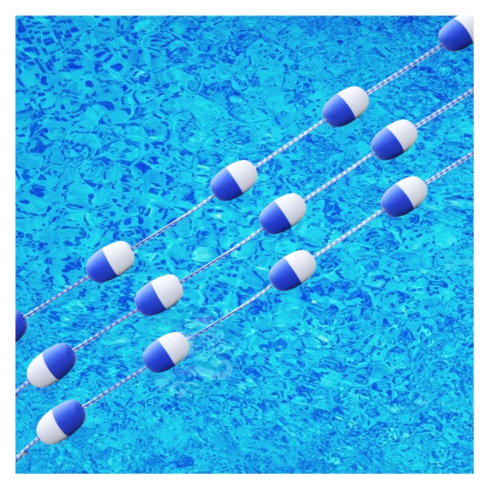 GJMSSMY 30ft-60ft Floating Pool Safety Divider Lane Line,Pool Rope Buoy with 2 Hooks for Swim Club Shallow Deep Water Area(Blue,12m/40ft)