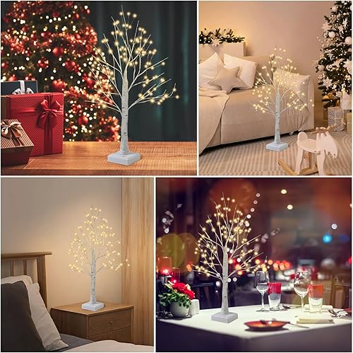 Miniatura 6 de Lámpara artificial de 144 LED con temporizador, árbol de abedul DIY con luces, alimentado por USBbatería, árbol de hadas para mesa, hogar, boda