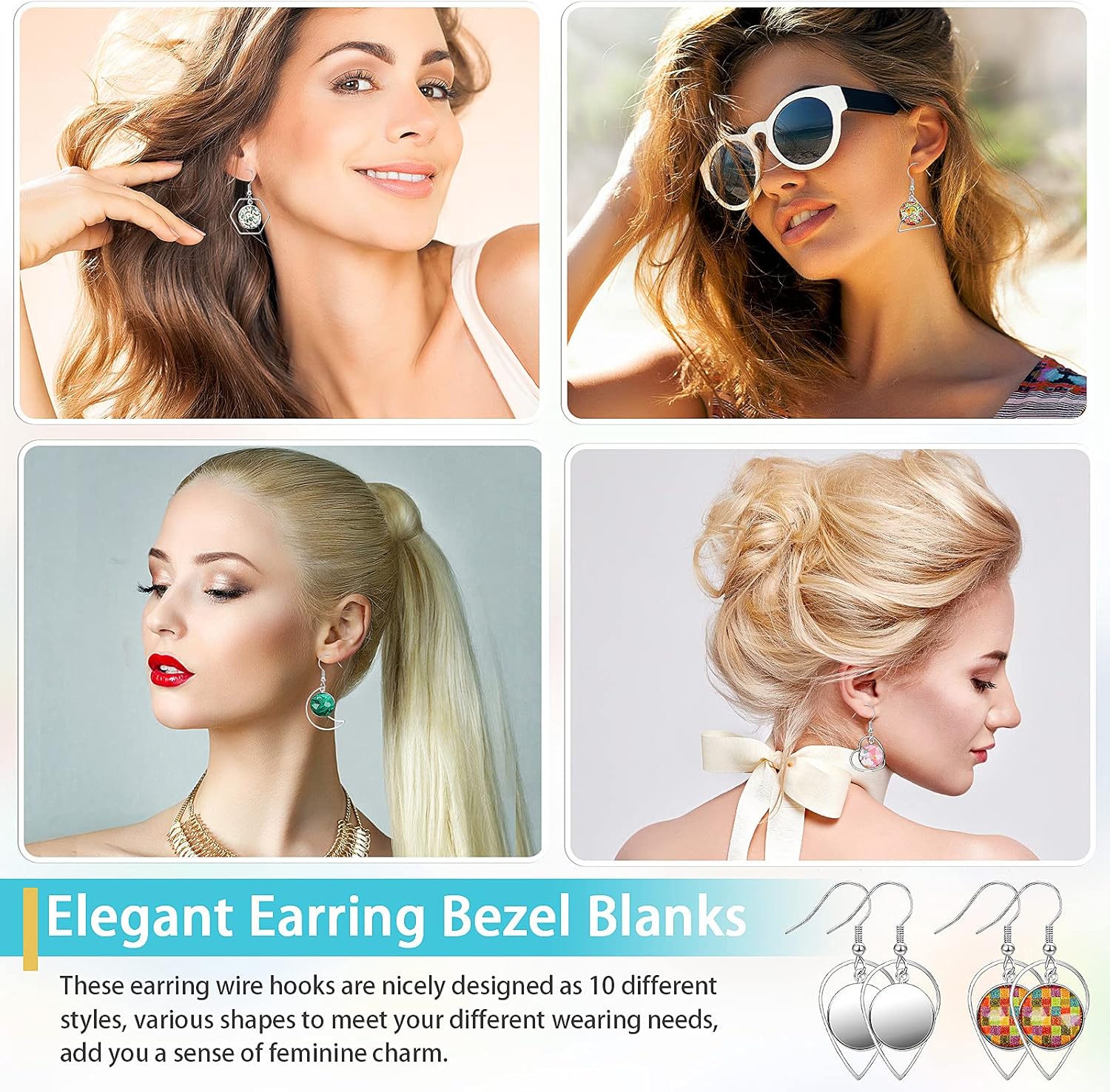 Kigeli 80 Pieces Stainless Bezel Earrings Blanks Wire Hooks Bezel Trays Earring Trays with 12 mm Cabochon Jewelry Round Glass for DIY Craft, Jewelry Making Supplies - Image 2