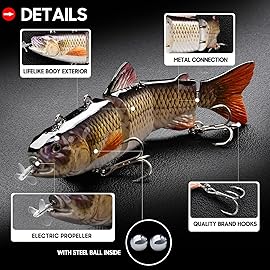 Robotic Swimming Fishing Electric Lures 5.12 USB Rechargeable LED Light Wobbler Multi Jointed Swimbaits Hard Lures Fishing Tackle (Hybrid Striped Shad Specialty)