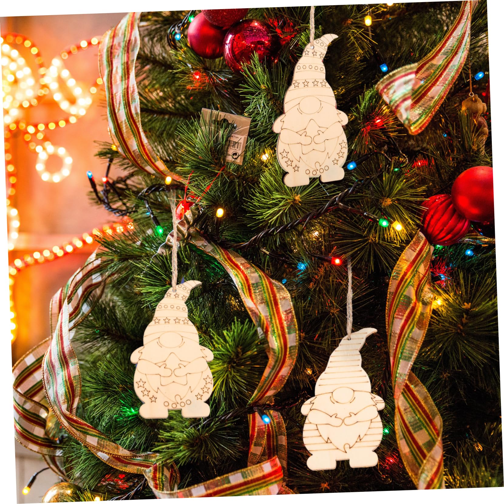 Operitacx 140 Piezas Colgante Enano Adornos Para Arboles De Navidad Colgante De Árbol De Navidad Rebanadas es De Adorno Del Árbol De o Navideño Khaki Madera