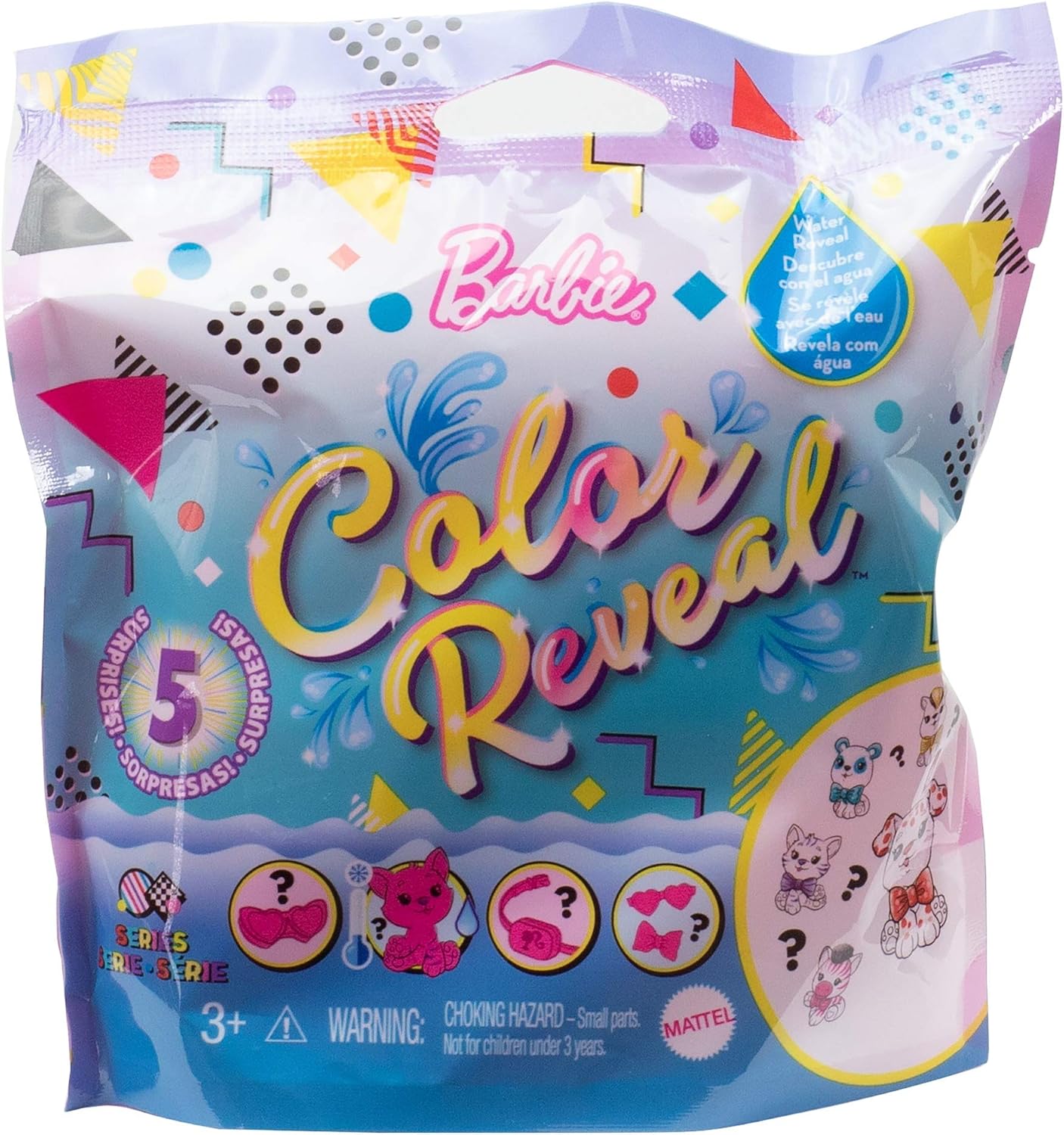 Mattel - Barbie Color Reveal Pets Monochrome Series, One Surprise Color Reveal with Each Transaction