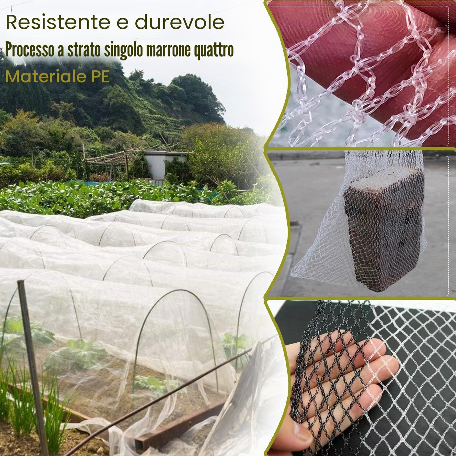 Rete Antigrandine, Telo Antigrandine per Orto Forte e Non Facile da Strappare per Proteggere Frutta Verdura e Piante(6x6m)