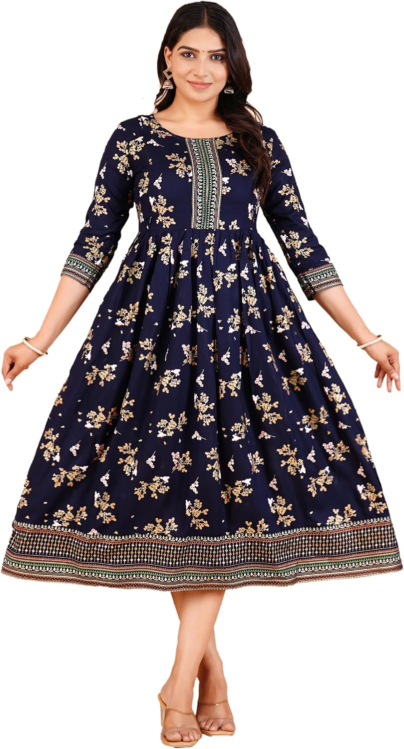 Women's Maternity Dress Floral Rayon Anarkali Kurti Nursing Dress Breastfeeding Clothes