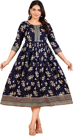 Tropwear Women's Pre and Post-Pregnancy &amp; Nursing Mom Dress | Rayon Anarkali Comfortable Maternity Feeding Kurta Dress wit...