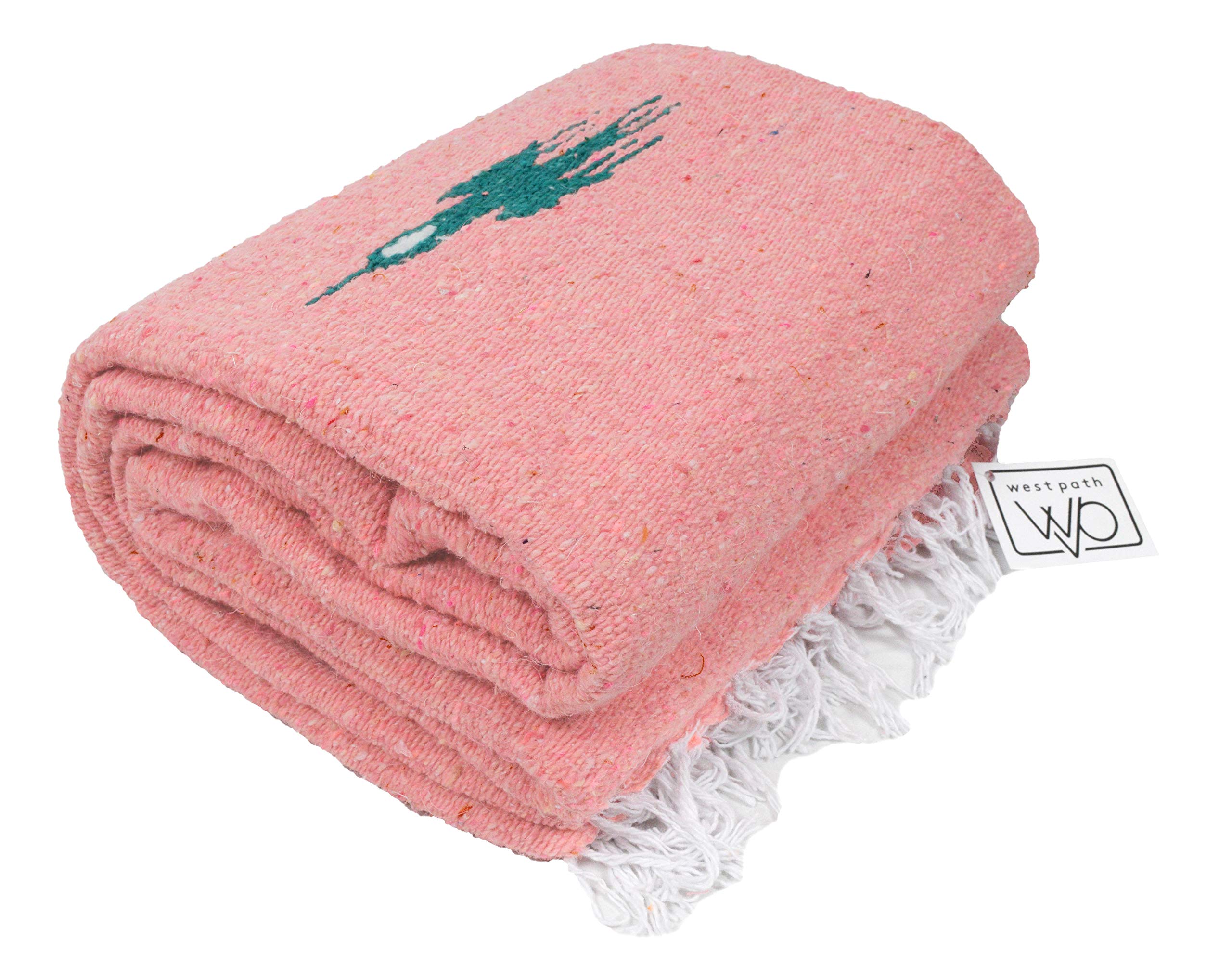 Open Road Goods Yoga Blanket - Thick Mexican Thunderbird Blanket - Handmade and Made for Yoga! pink