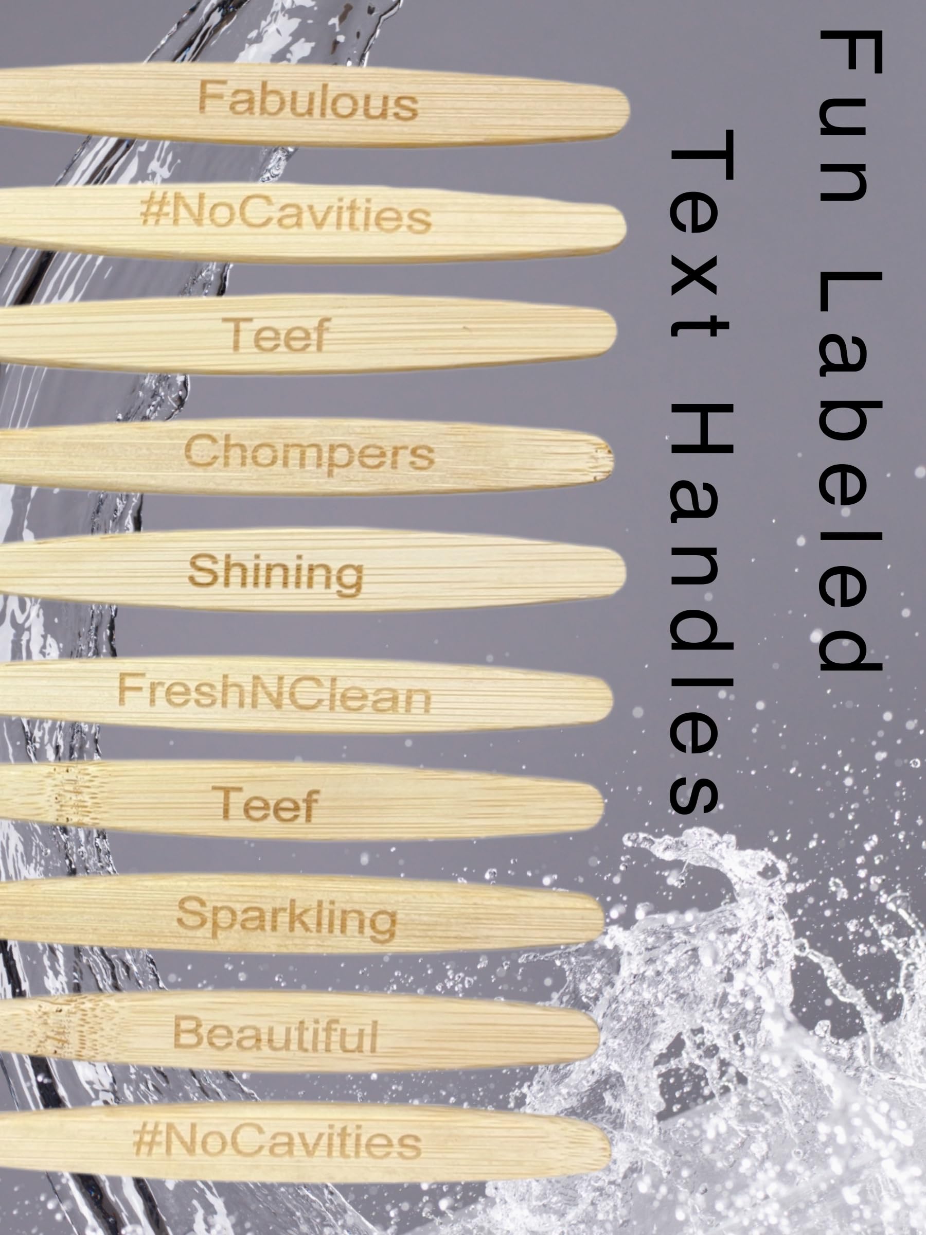 Bamboo Labeled Toothbrush -10 Pack Biodegradable Recyclable