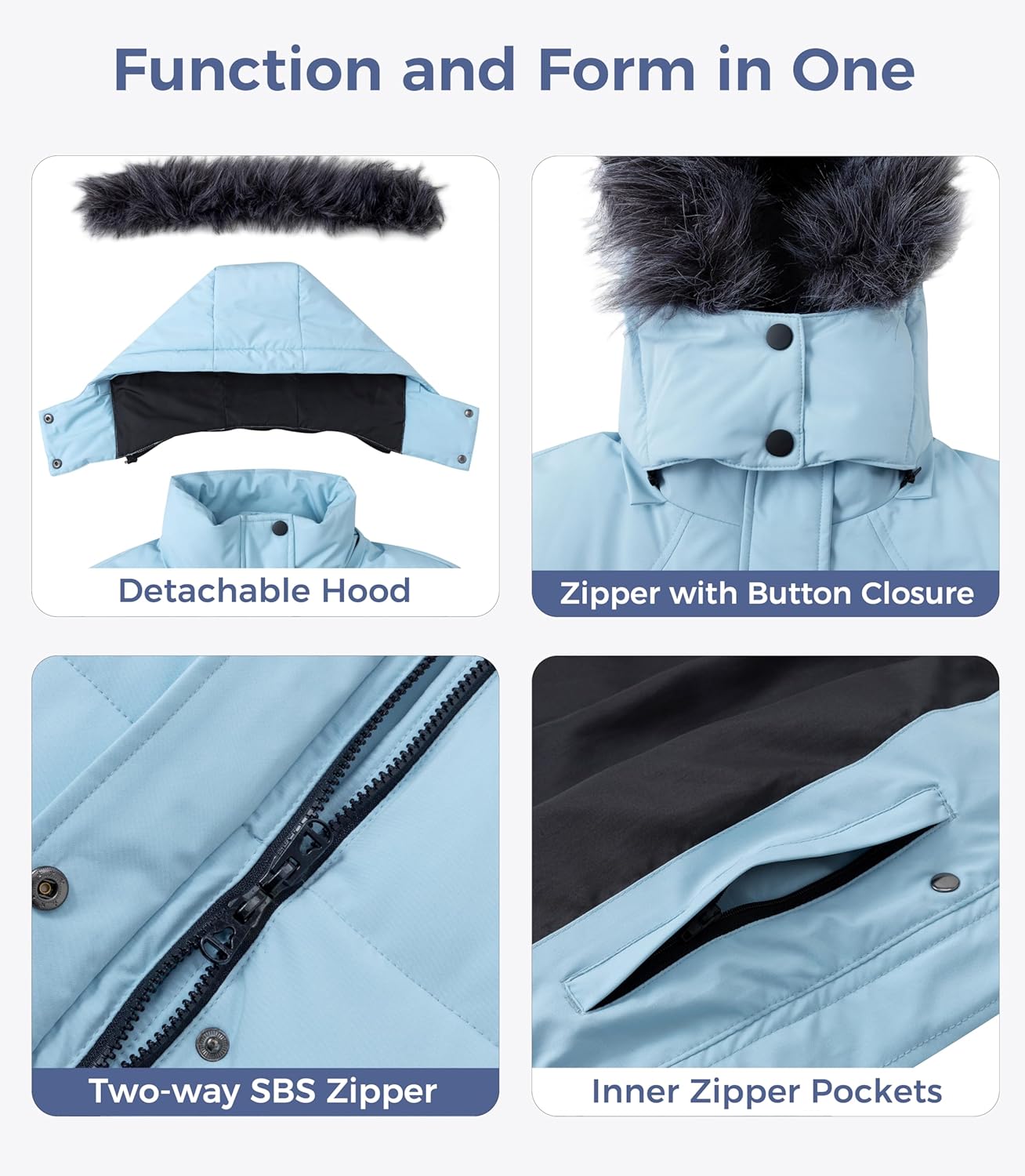 wantdo Women's Waterproof Winter Coat Warm Long Puffer Jackets with Faux Fur Hood Thicken Parka - Image 5