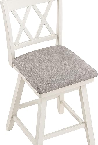 Miniatura 57 de Home Brookline - Taburete giratorio de bar con mecanismo giratorio de 360°, taburetes rústicos de granja para encimera de cocina con cojín, altura