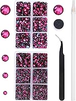 Vista 23 de MEIBITE 6796 unidades de diamantes termoadhesivos AB rosados, piedras de cristal de vidrio para tela, ropa, camisas, parte trasera plana brillante