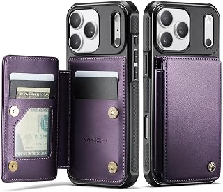 Vinich for iPhone 17 Pro Max Wallet Case with Card Holder, RFID Blocking Credit Slots Kickstand Shockproof Phone Cover Fit for iPhone 17 Pro Max 6.9" Purple