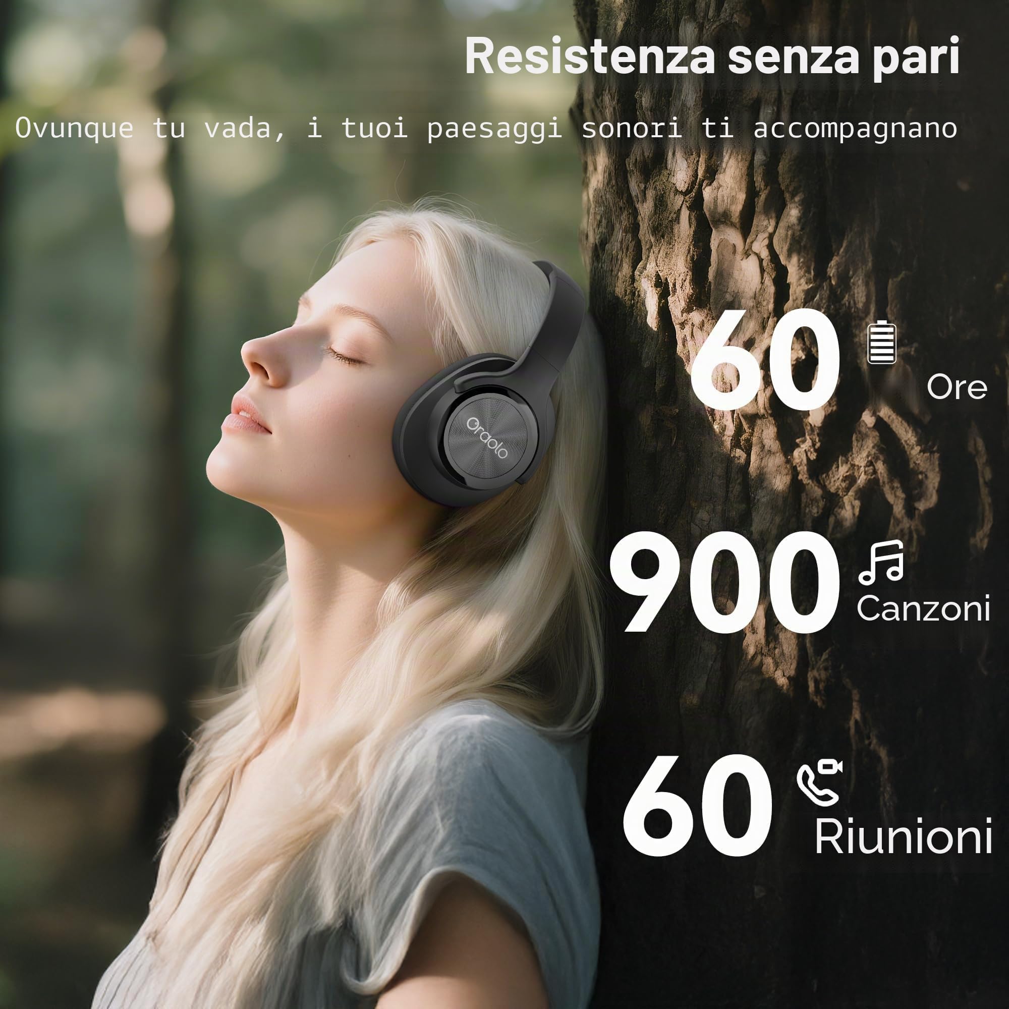 oraolo Cuffie Bluetooth Over Ear Wireless Headphone