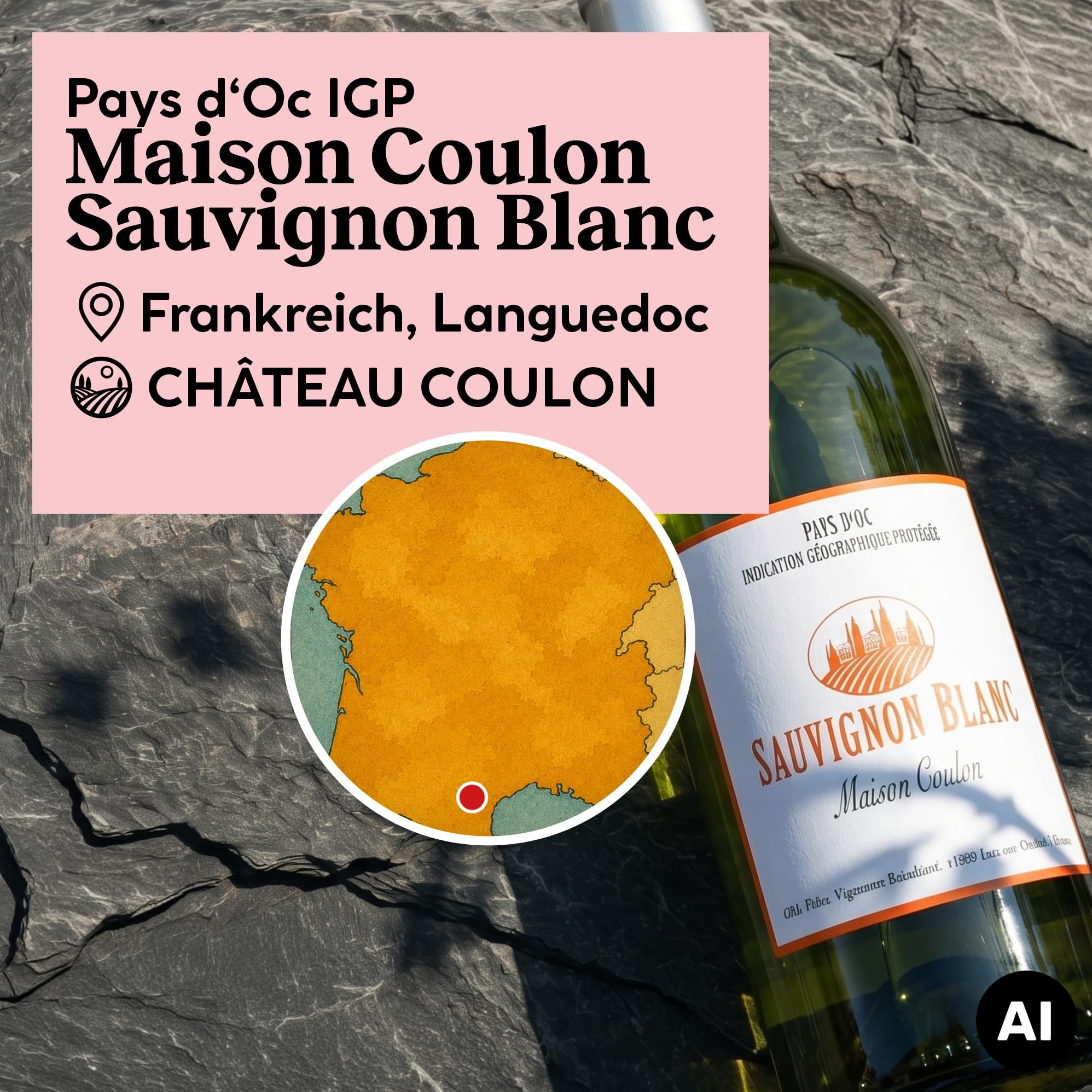 Delinat Maison Coulon Sauvignon Blanc 2024 – Französischer Bio-Weißwein trocken aus dem Languedoc – Spritzig, ausgewogen & fruchtig – Veganer Qualitätswein (6 x 0,75l)