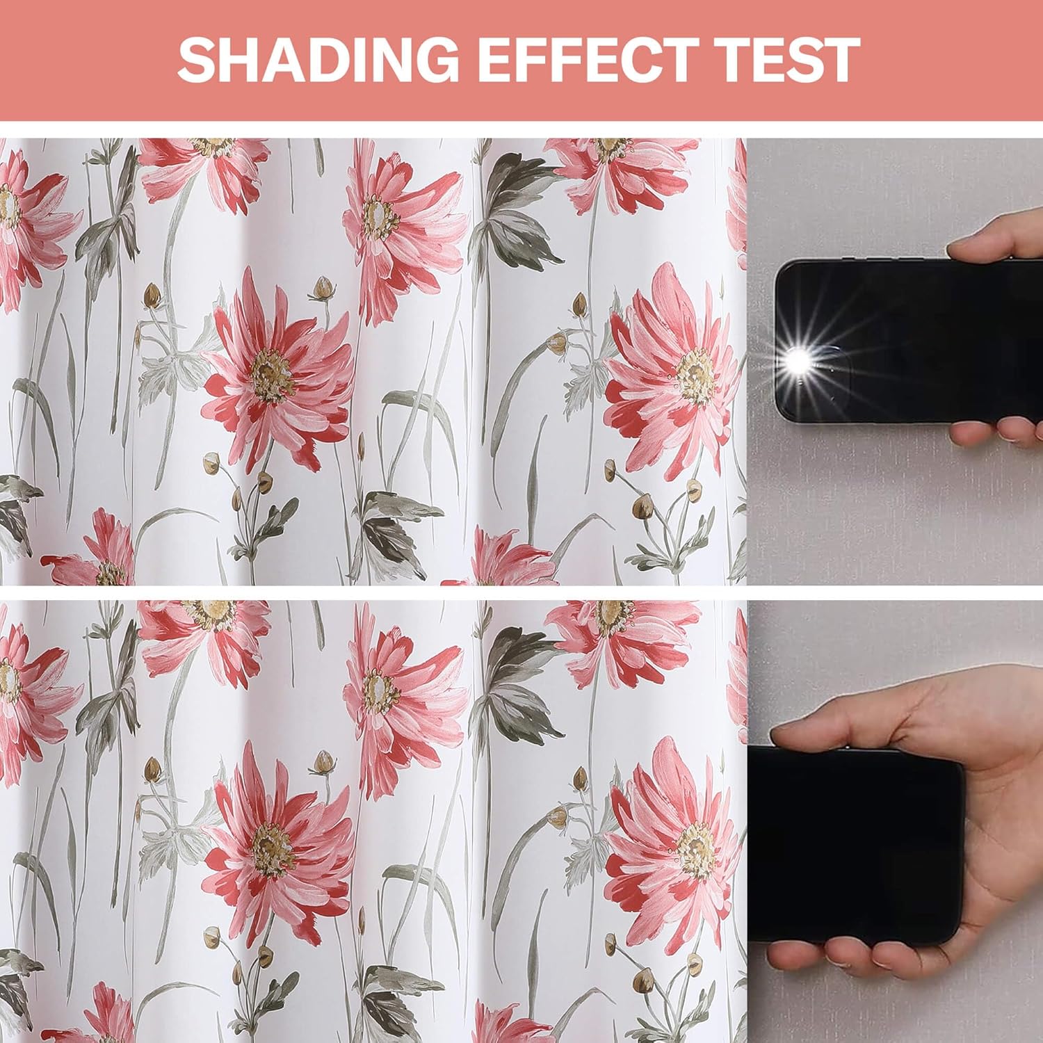 Floral 100% Blackout Curtains for Girls Bedroom, French Country Pink Red Flower Patterned Curtains 84 inch Length 2 Panel Sets Print Grommet Thermal Insulated Window Treatment Drapes for Living Room