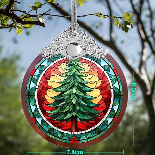 Miniatura 2 de Jocidea Adornos de Navidad, decoración de árbol de Navidad, adornos para árbol de Navidad, adornos de árbol de Navidad, adorno de vitral,