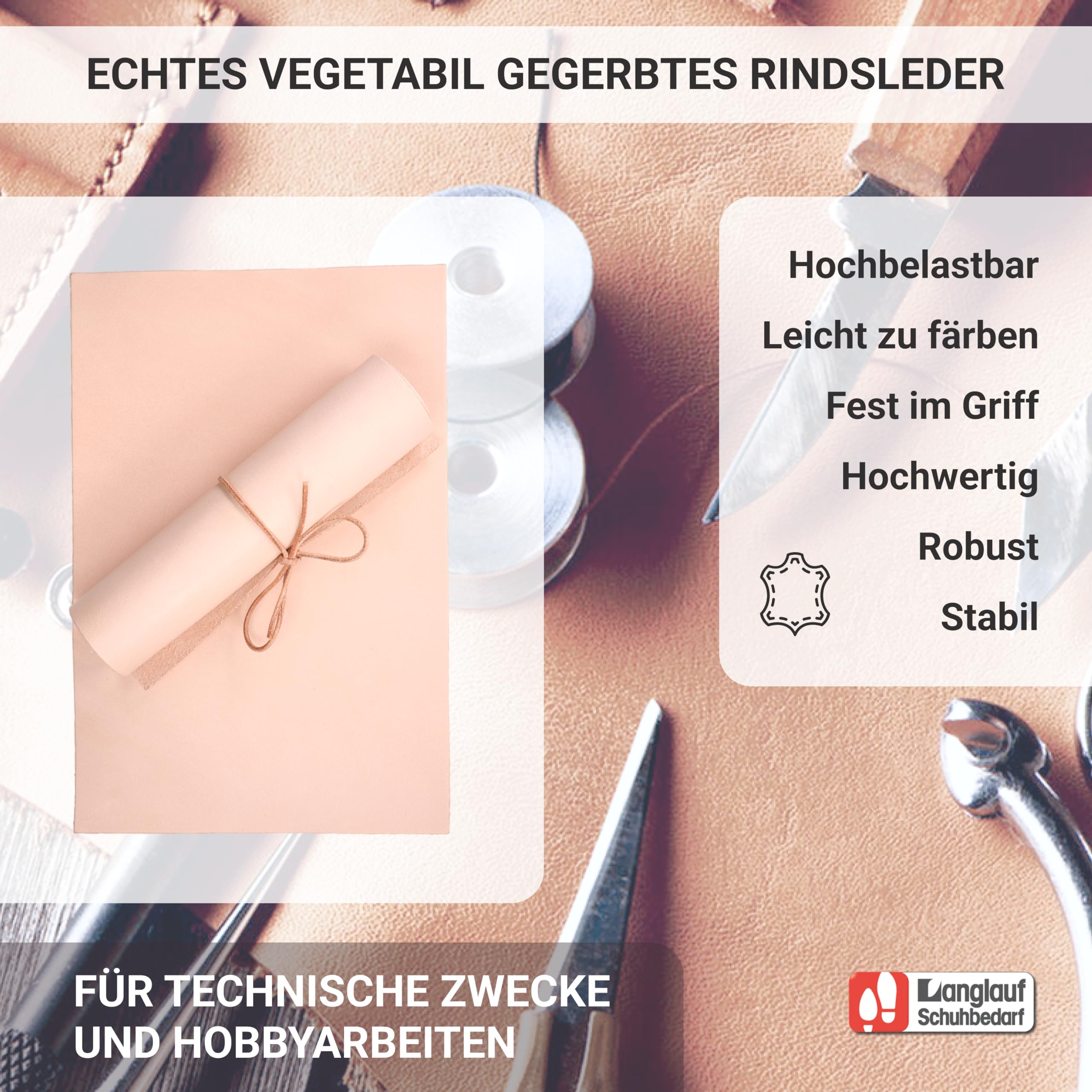 Lederstücke für Lederhandwerk -Punzierleder – Bastelleder Zuschnitt - Blankleder – Dickleder - 200mm x 300mm vegetabil gegerbte Rindsleder - Buchbinder Leder – Sattlerleder (3.0-3.5mm)