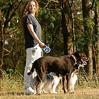 Vista 7 de Correa retráctil resistente de 16 pies para perros, correa de paseo para perros con asa antideslizante, dispensador, bolsas de basura, freno con una