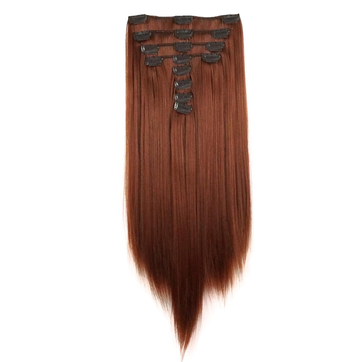 Lydell 20" Long Straight 8 PCS Set Hair Extension Thick Clip in on Synthetic Extensions for Women (24B Light Butterscotch)