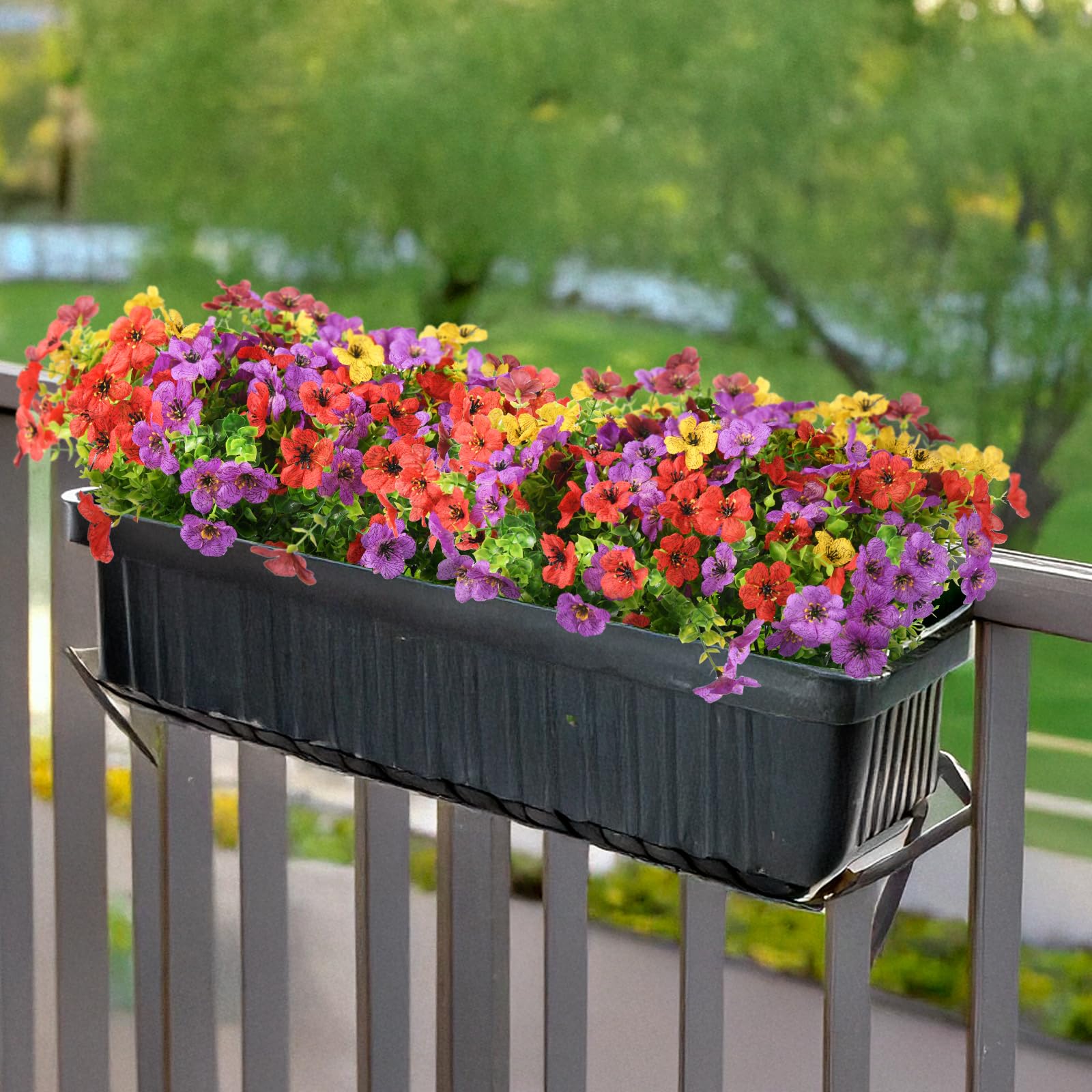 ZFProcess Künstliche Blumen, Kunstpflanzen, Frühlingsdekoration, 12 Bündel, Outdoor-Blume, Kunststoff, buntes Gänseblümchen, UV-beständig, für Sommerdekoration, Veranda, Terrasse, Hof, Garten