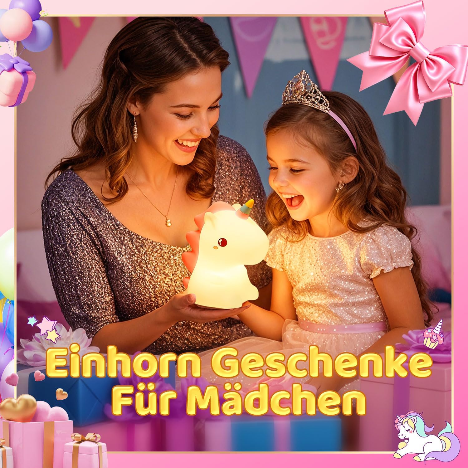 Unicorno Bambina Regalo Battesimo Bambina,16 Colori+Telecomando+Dimmerabile+12 ORE Luce Notturna Bambini, Morbida Luce Allattamento Notte, Lucina Notte Bambini Cameretta Bimba Regalo Bimba 1-10 Anno