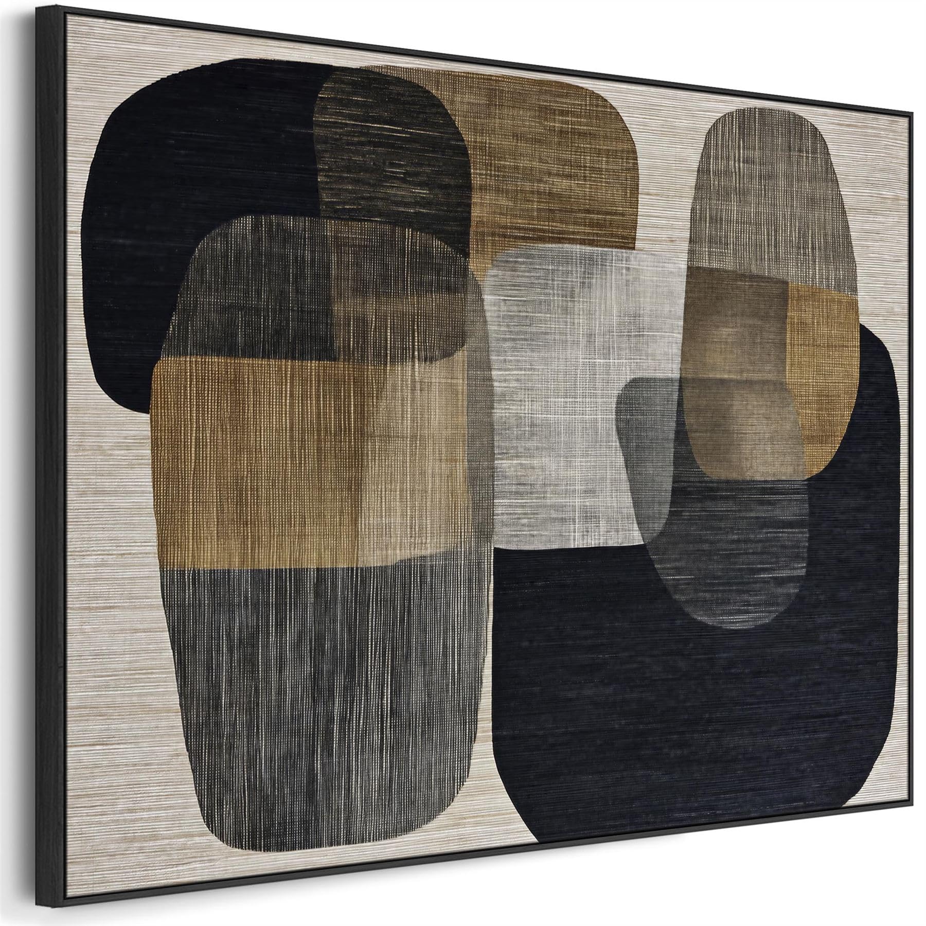 Wallfillers Beige Brown Japandi Artwork Framed Wabi Sabi - Balance (123Cm X 82Cm)