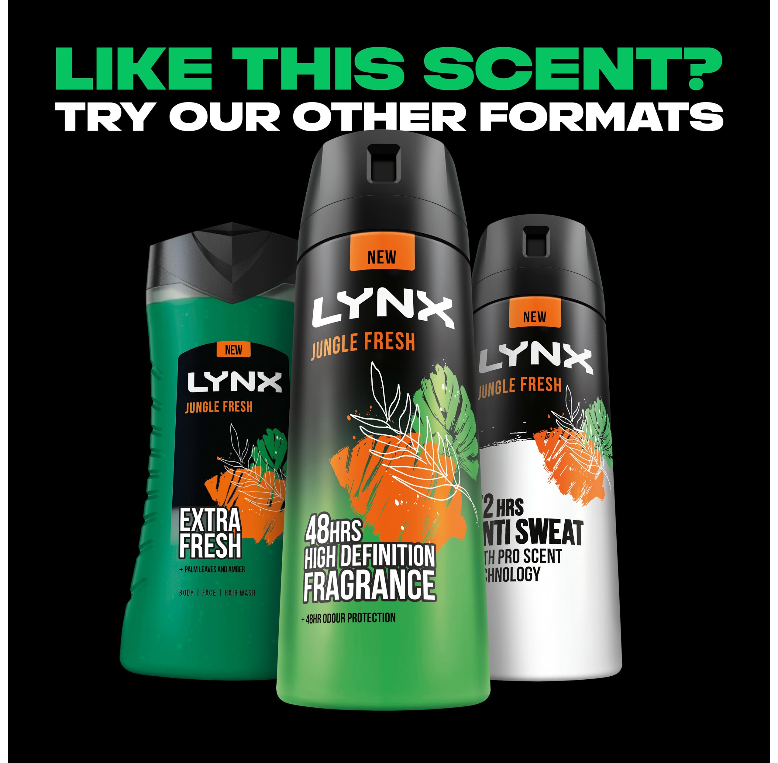 Lynx Jungle Fresh 3-in-1 Body Wash hair, face and body cleanser with a palm leaves & amber scent for a refreshing shower 6x 500 ml - Image 4