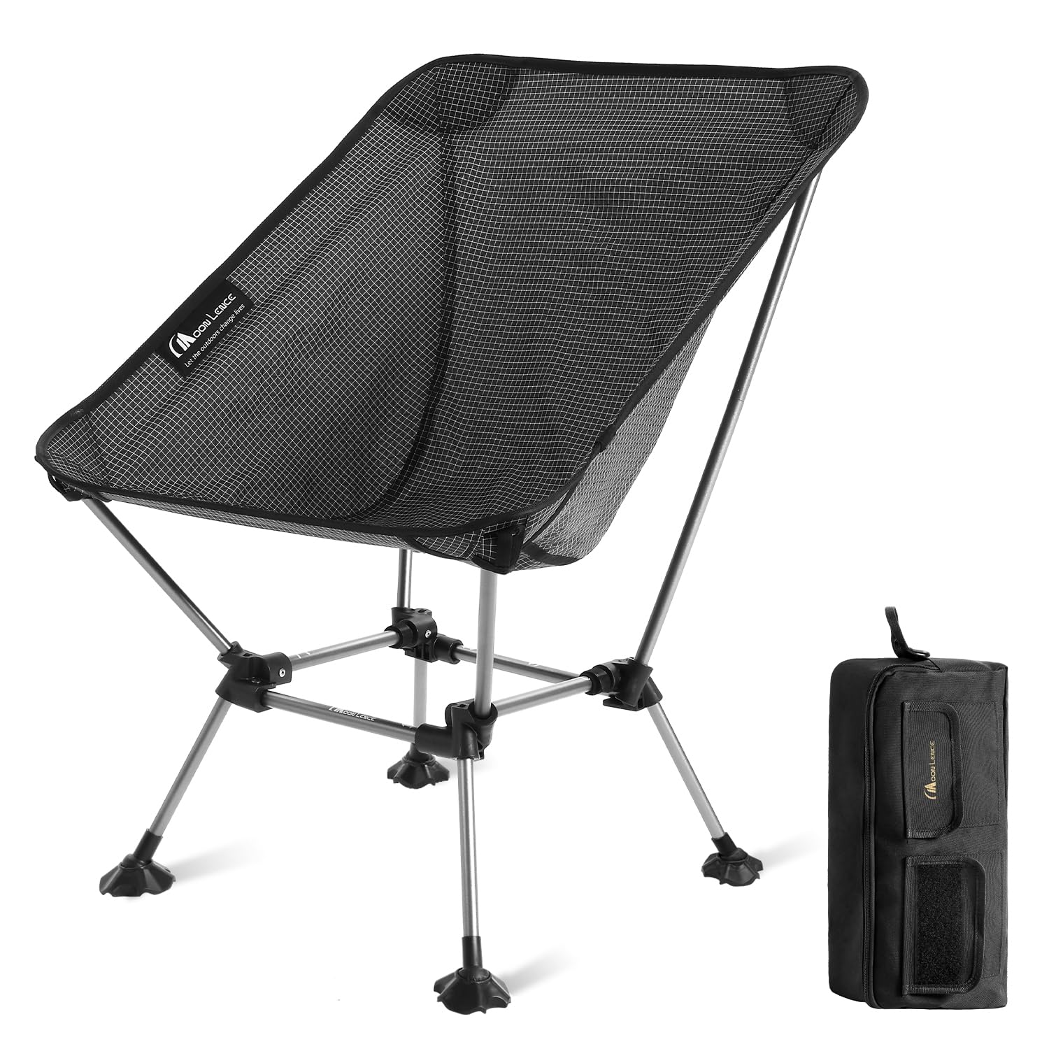 MOON LENCE High Back Folding Camping Chairs, Height-Adjustable, Widened Seat, for Beach with Anti-Sinking Feet (Onyx-Plus) โ image 1
