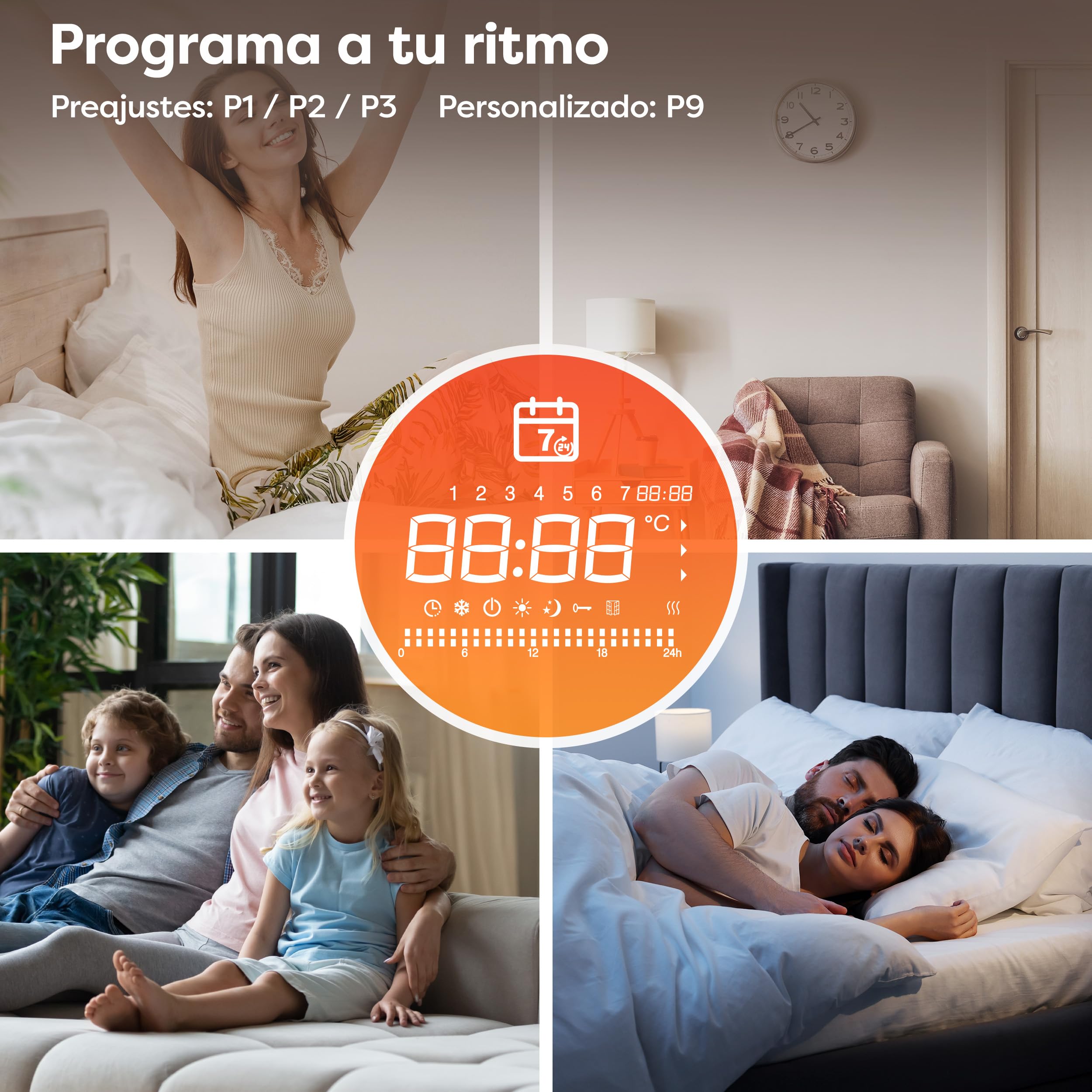 CIARRA CBHTD20A-W Radiador Inercia Cerámica 2000W -WiFi -Película Calefactora - Calefacción Ultrarrápida para Grandes Espacios (15-30 m²)