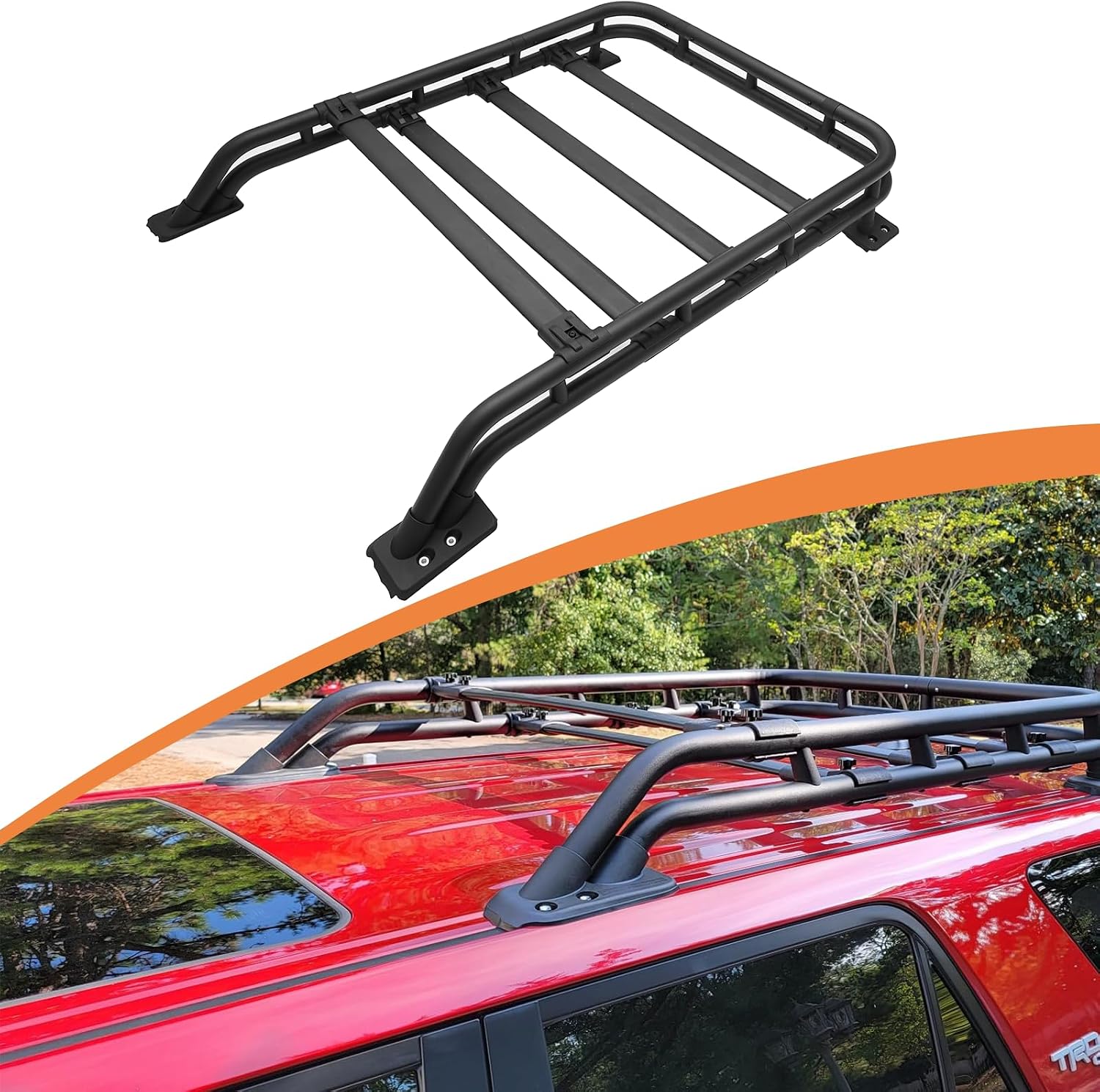 Roof Rack Cargo Basket for 2010-2024 Toyota 4Runner | Heavy-Duty Aluminum Rooftop Carrier with Extended Loading Area | for Camping Gear, Luggage & Sports Equipment