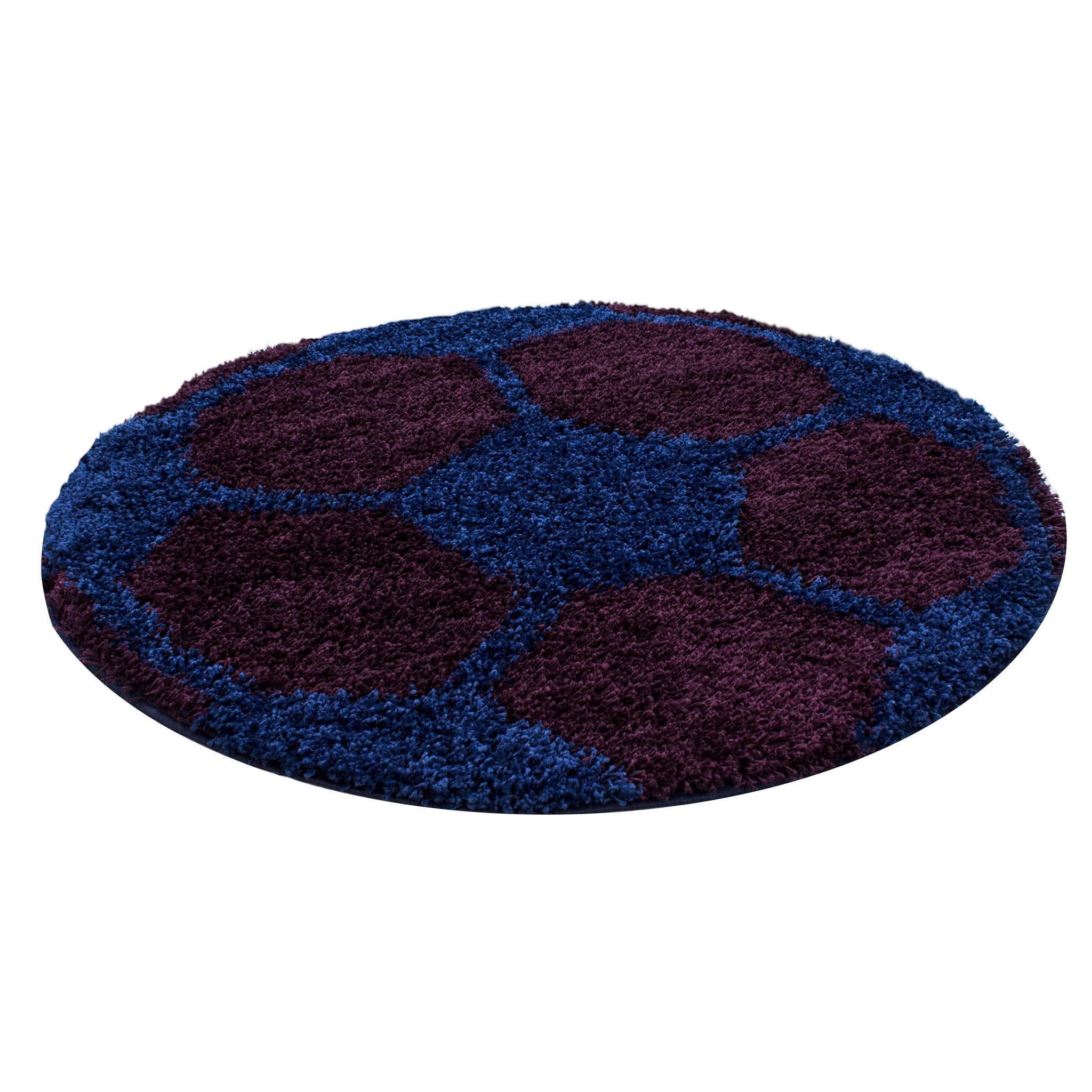 Tapis pour Chambre d'enfant Tapis de Jeu Football - Salle de Jeux Chambre d'enfant Chambre d'adolescent Garçons Filles Sport Décoration - Taille : 120 cm - Rond - Couleur : Bleu/Violet