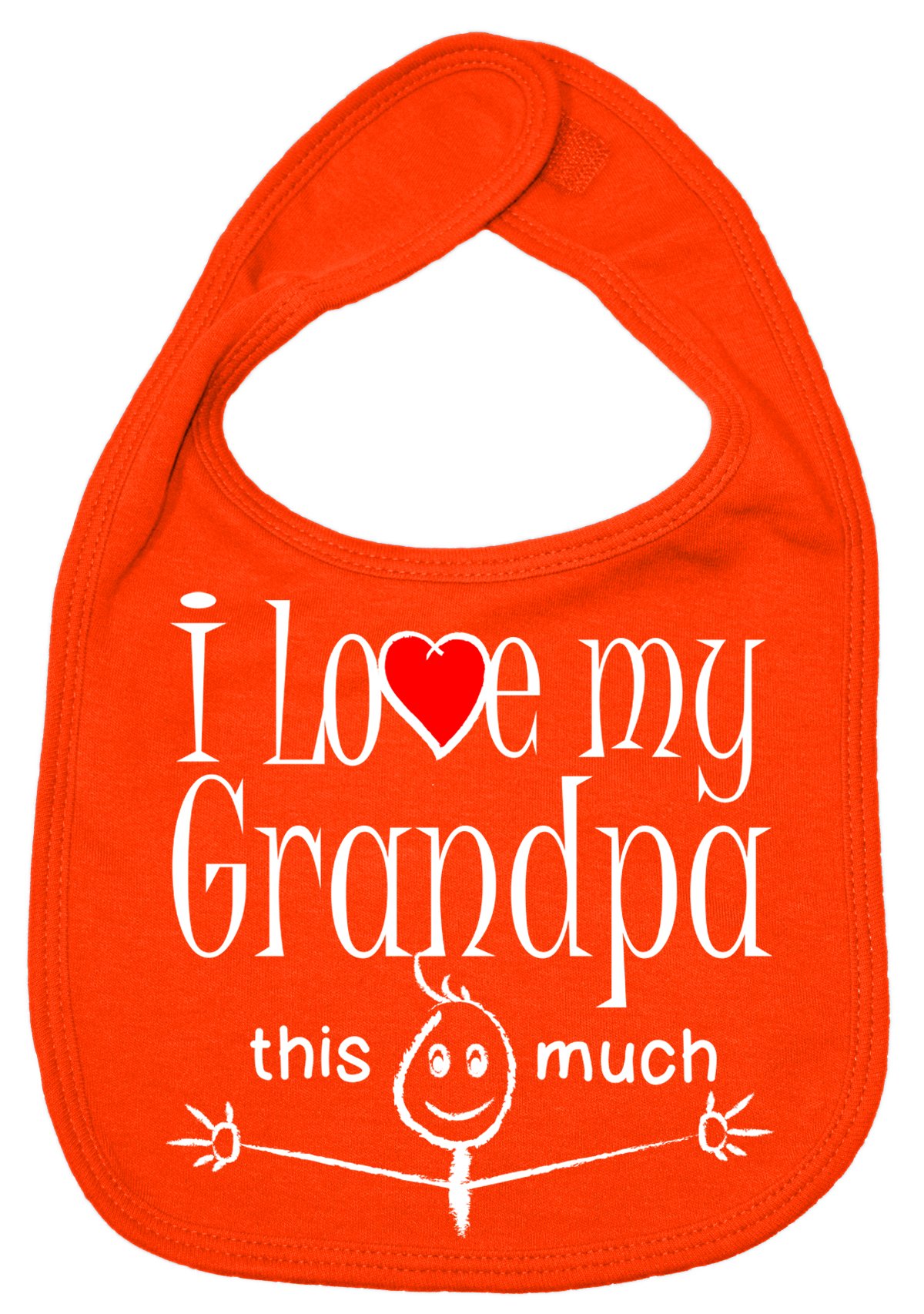 Image is Everything IiE, I Love My Grandpa This Much, Grandson Granddaughter Baby Unisex Soft Cotton Feeding Bib, Orange — image 1