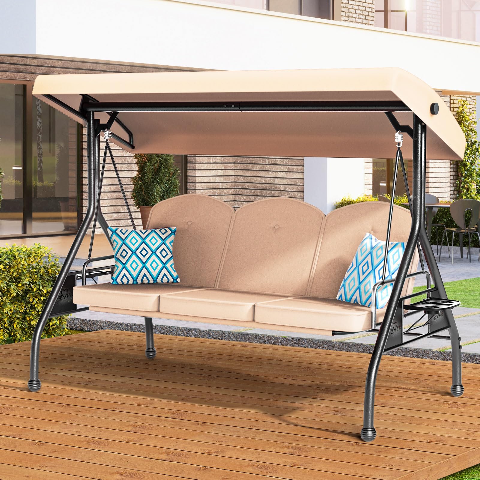 Amazon.com : ZZW 3 Seat Outdoor Porch Patio Swing with Stand