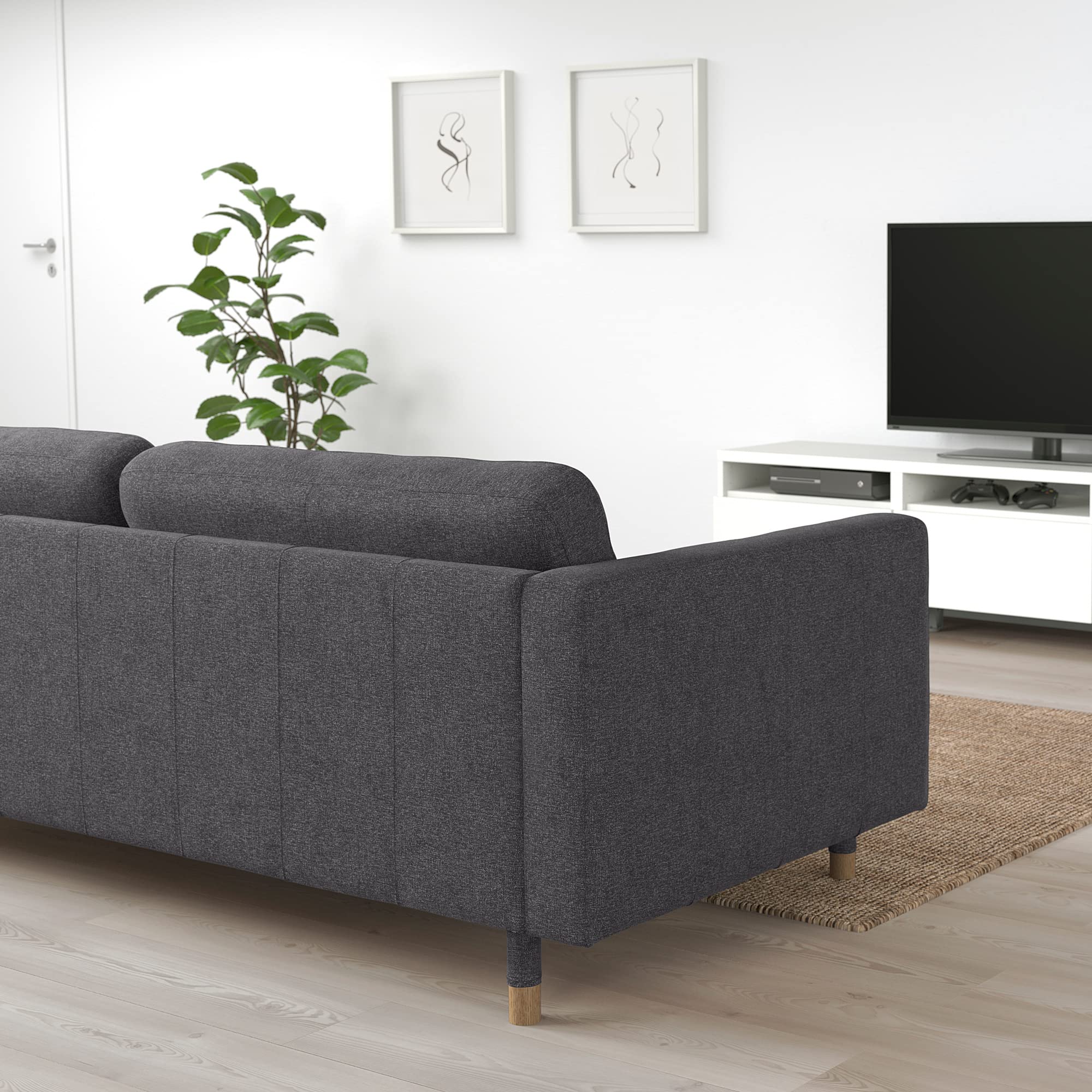 Amazon｜IKEA LANDSKRONA 2人掛けソファ グナード ダークグレー/ウッド 