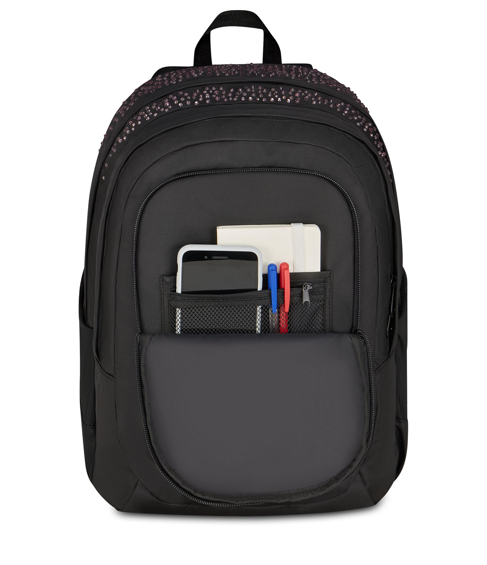 Seven Zaino Scuola Tech GlitzyCute, Nero e Viola, Porta Notebook, 29 Litri, Schienale Ergonomico, Spallacci Imbottiti, Bambina e Ragazza